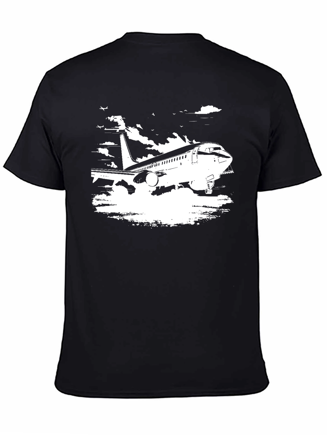 Black Airplane Graphic Tee - Black Cotton Blend view 4
