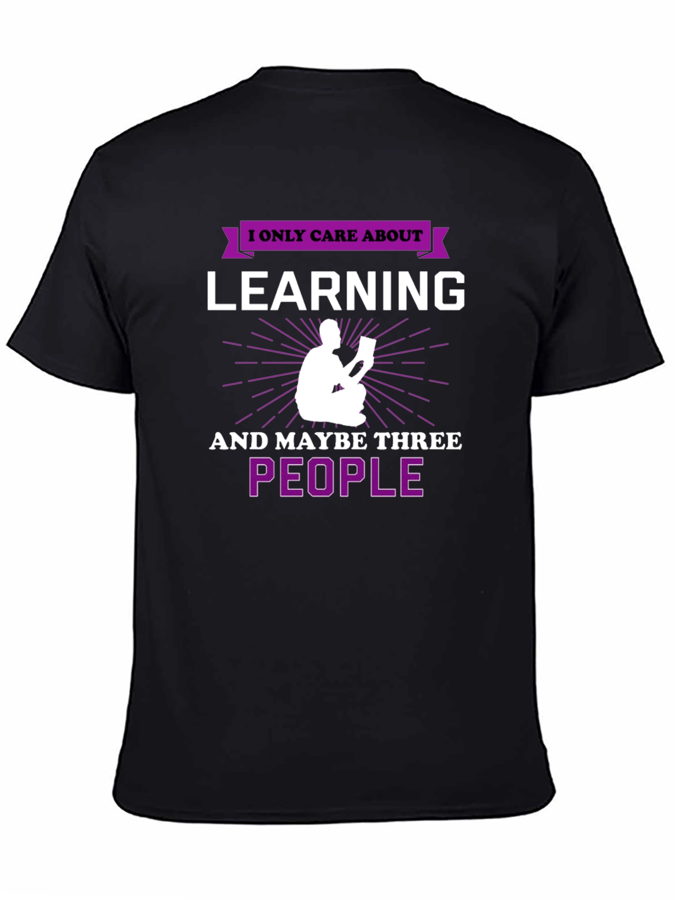 Black I Only Care About Learning T-Shirt view 4