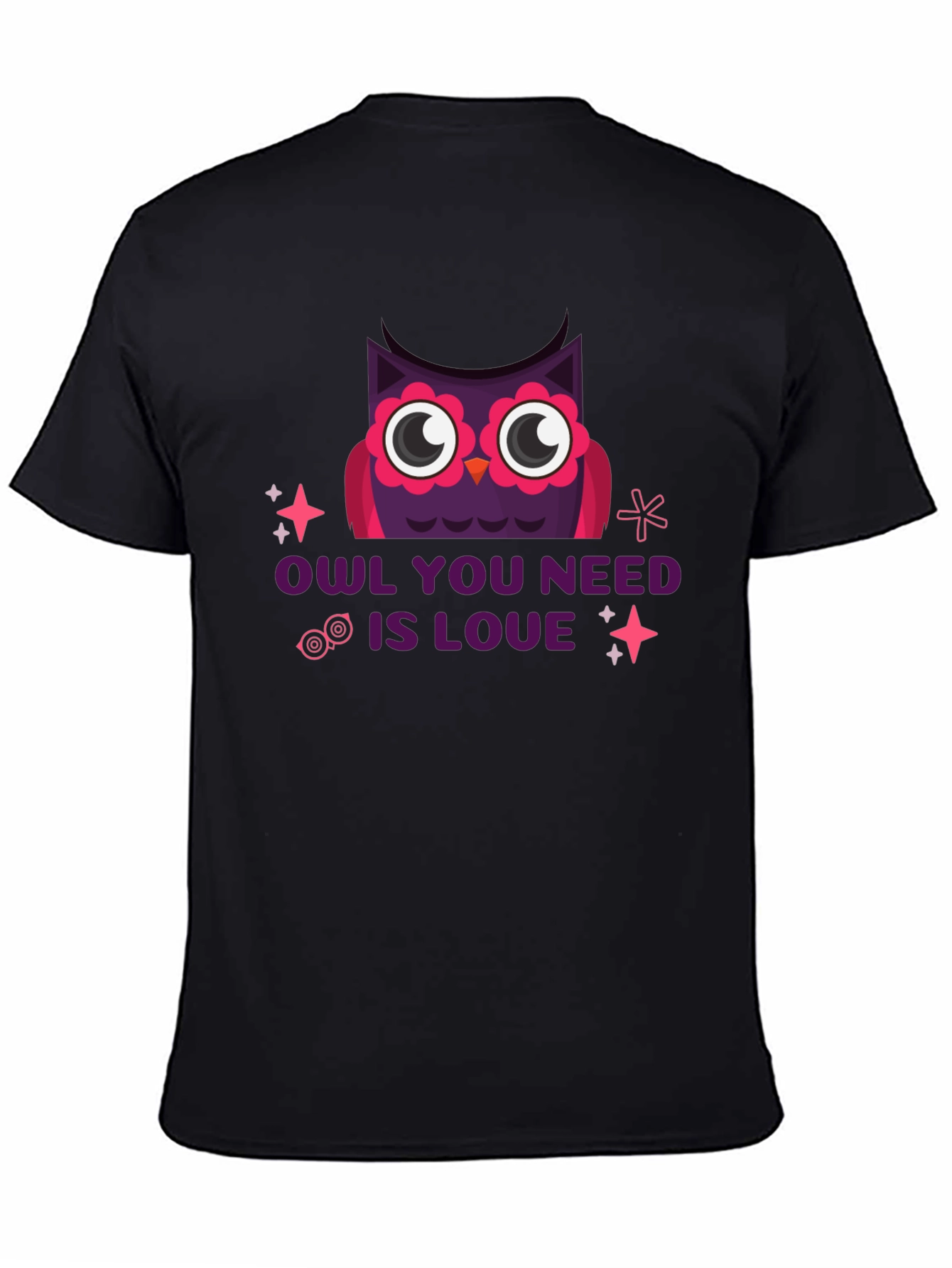 Black Owl You Need Is Love T-Shirt - Black Graphic Tee view 4
