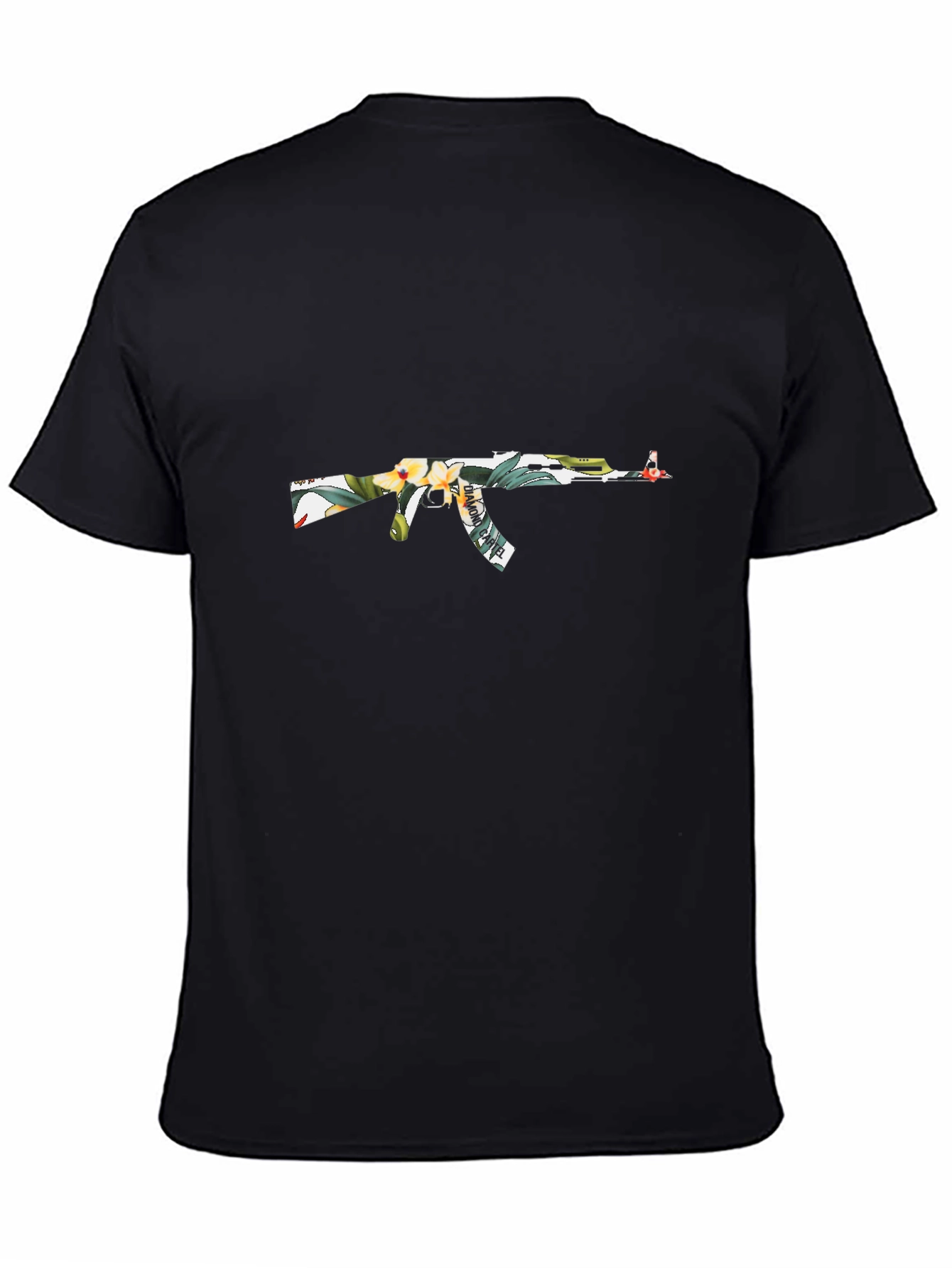 Black Floral AK-47 Graphic T-Shirt - Black view 4