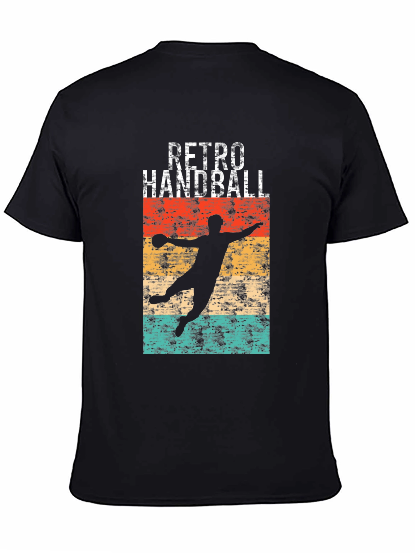 Black Retro Handball Player Graphic Tee - Vintage Style Shirt view 4