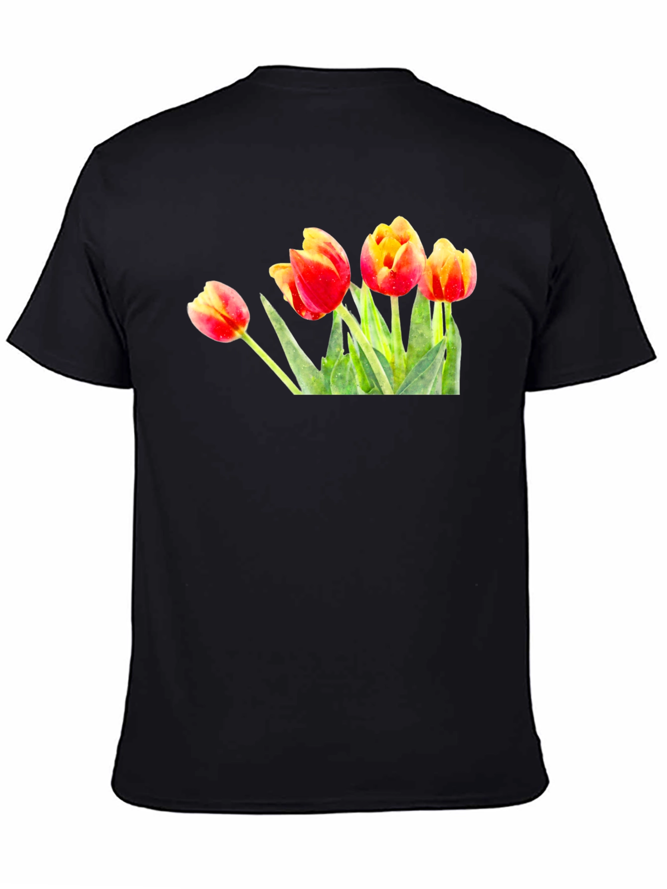 Black Tulip Graphic Print Black T-Shirt view 4