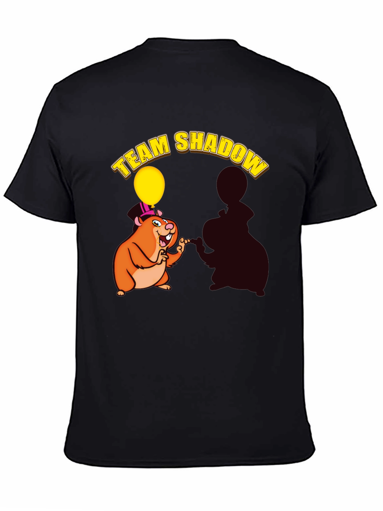 Black Team Shadow T-Shirt - Cute Hamster Design view 4