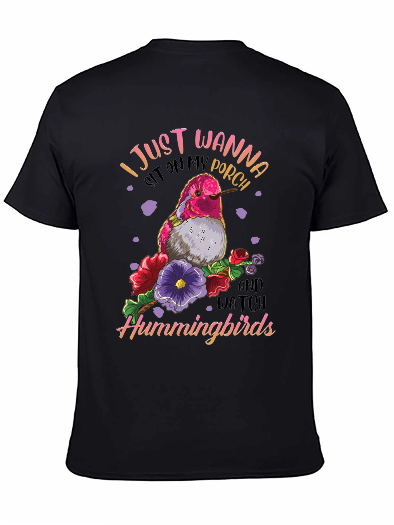 Black Hummingbird Graphic T-Shirt - Porch Sitting Tee view 4