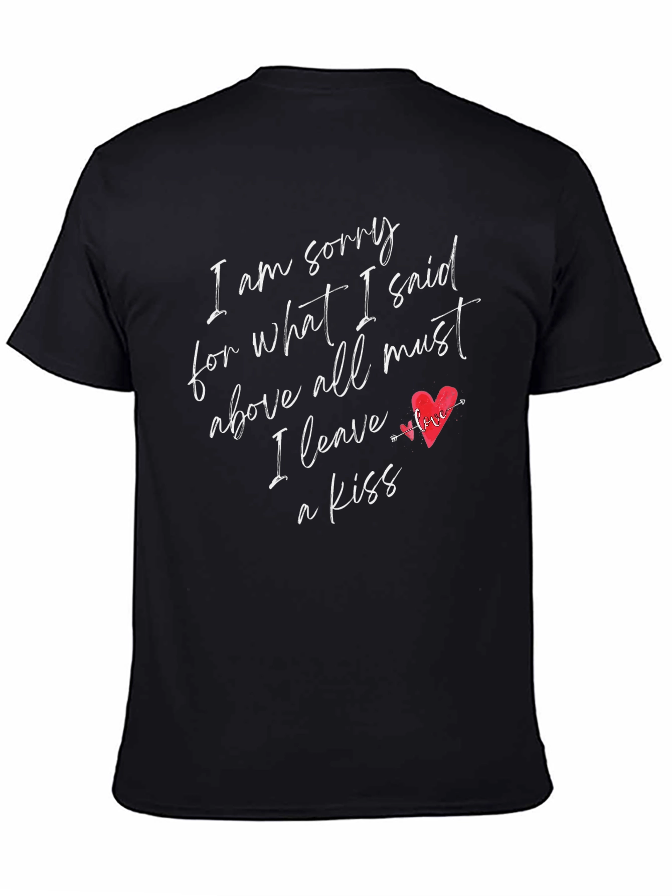 Black Apology Kiss Graphic Tee - Soft Cotton Blend view 4