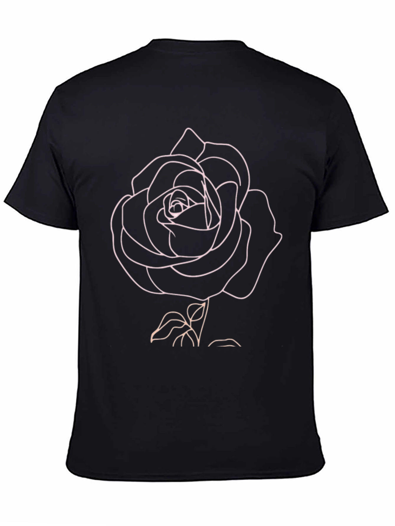 Black Rose Outline Graphic Black T-Shirt view 4