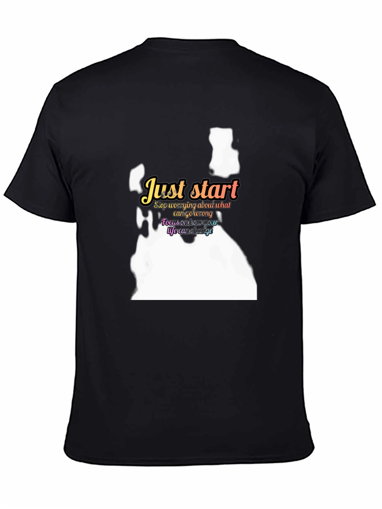 Black Just Start Motivational Black T-Shirt view 4