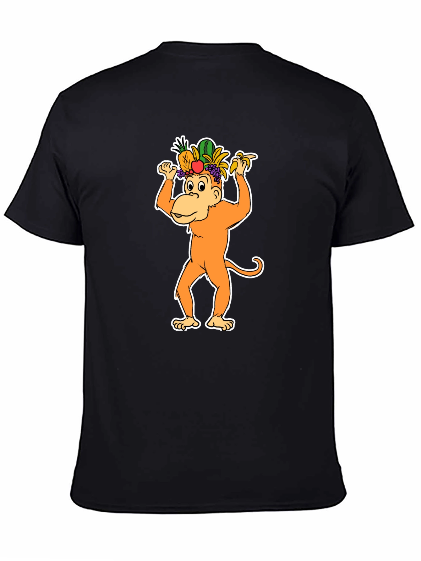 Black Fruit Hat Monkey T-Shirt - Fun Graphic Tee view 4