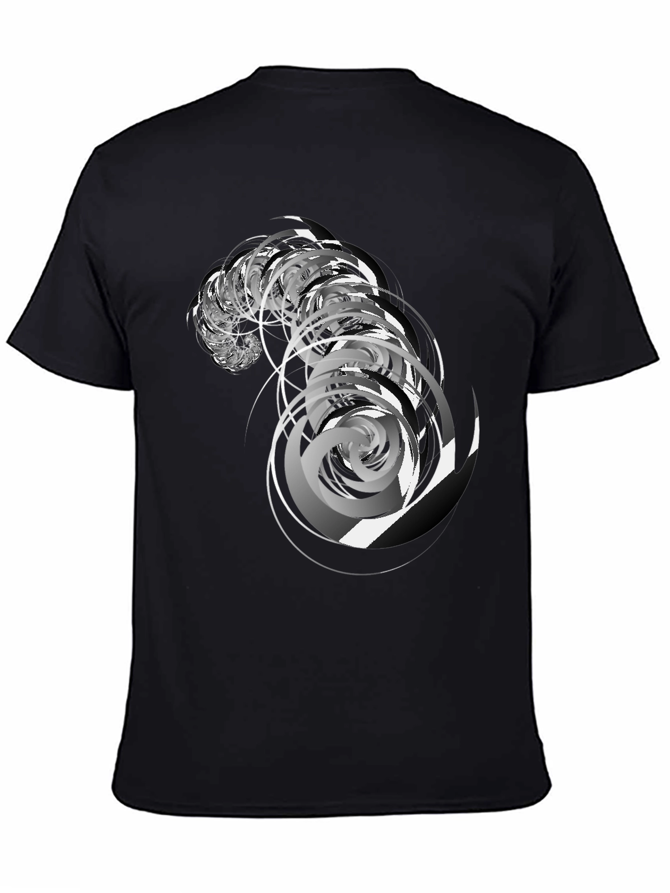 Black Abstract Swirl Graphic Black T-Shirt view 4