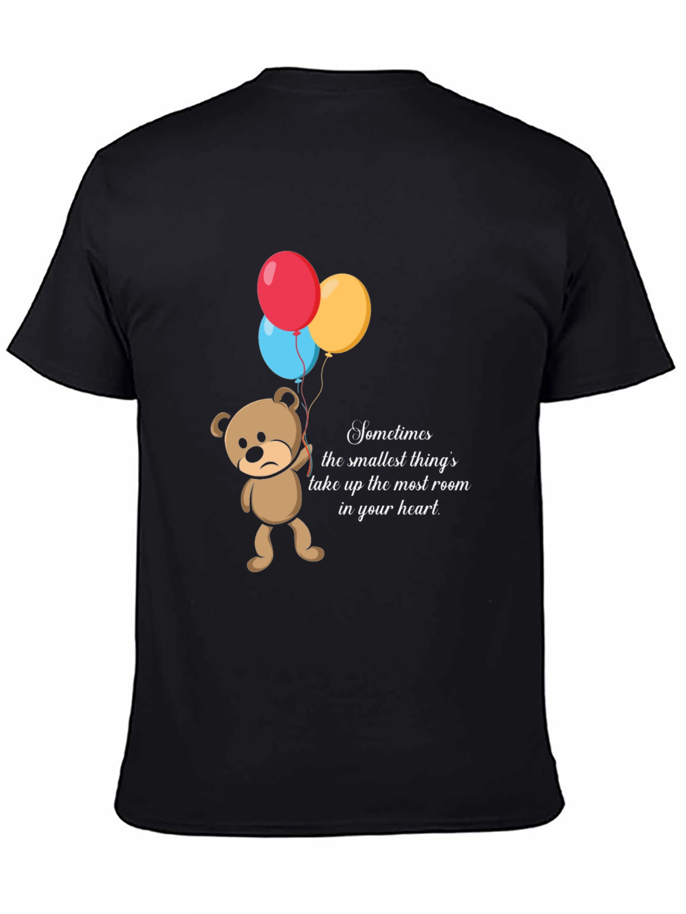 Black Sad Bear Balloons Graphic T-Shirt view 4