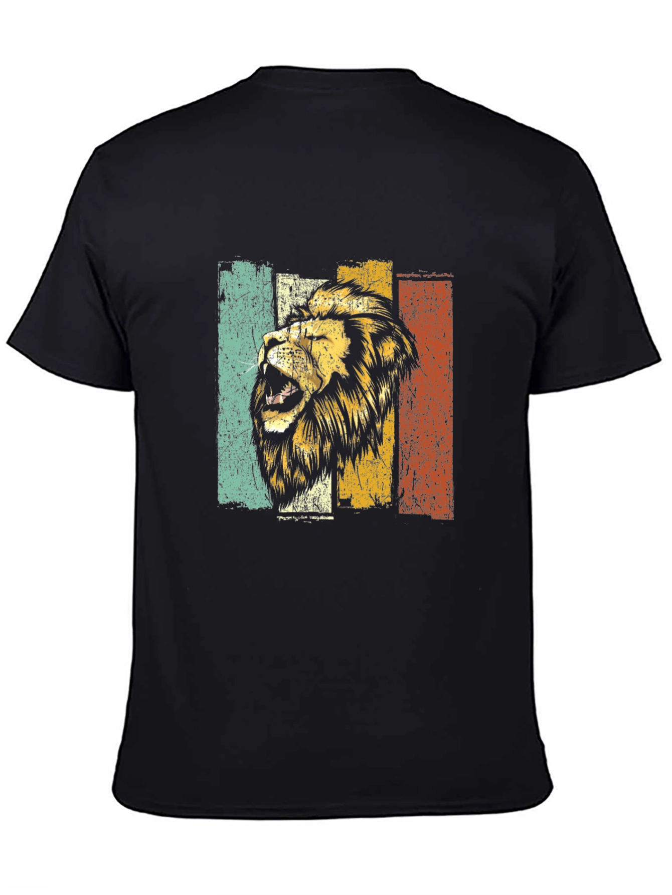 Black Retro Lion Graphic Tee - Vintage Style T-Shirt view 4