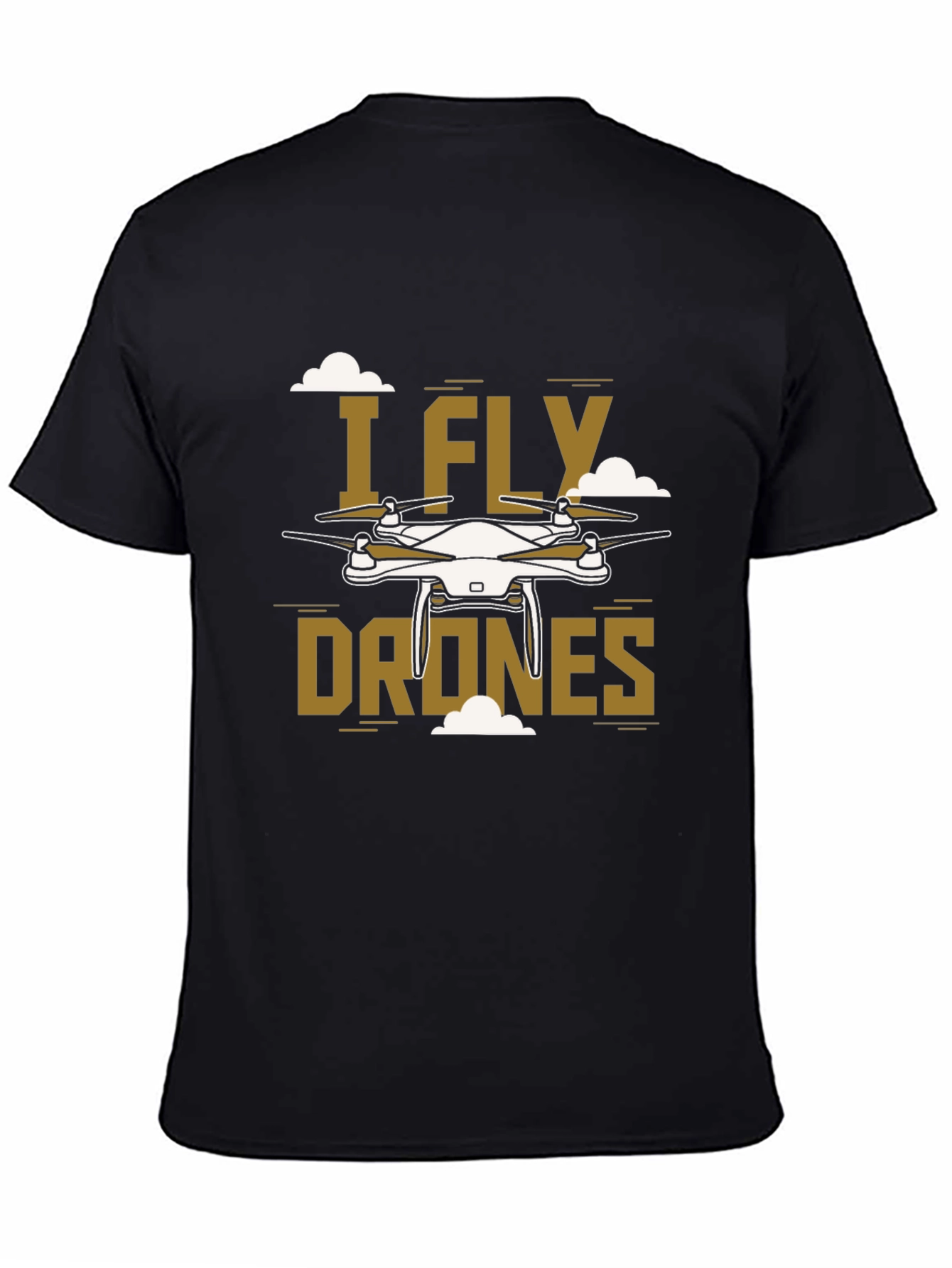 Black I Fly Drones Graphic Tee - Unique Drone Design view 4