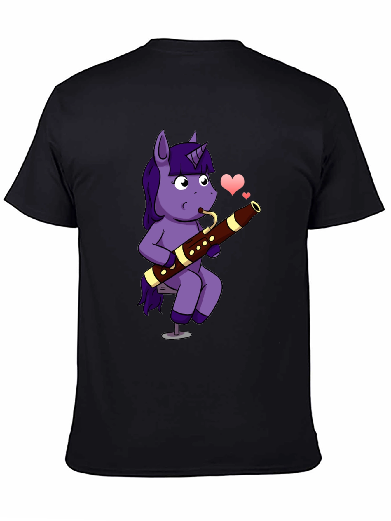Black Unicorn Bassoon T-Shirt - Musical Cartoon Tee view 4