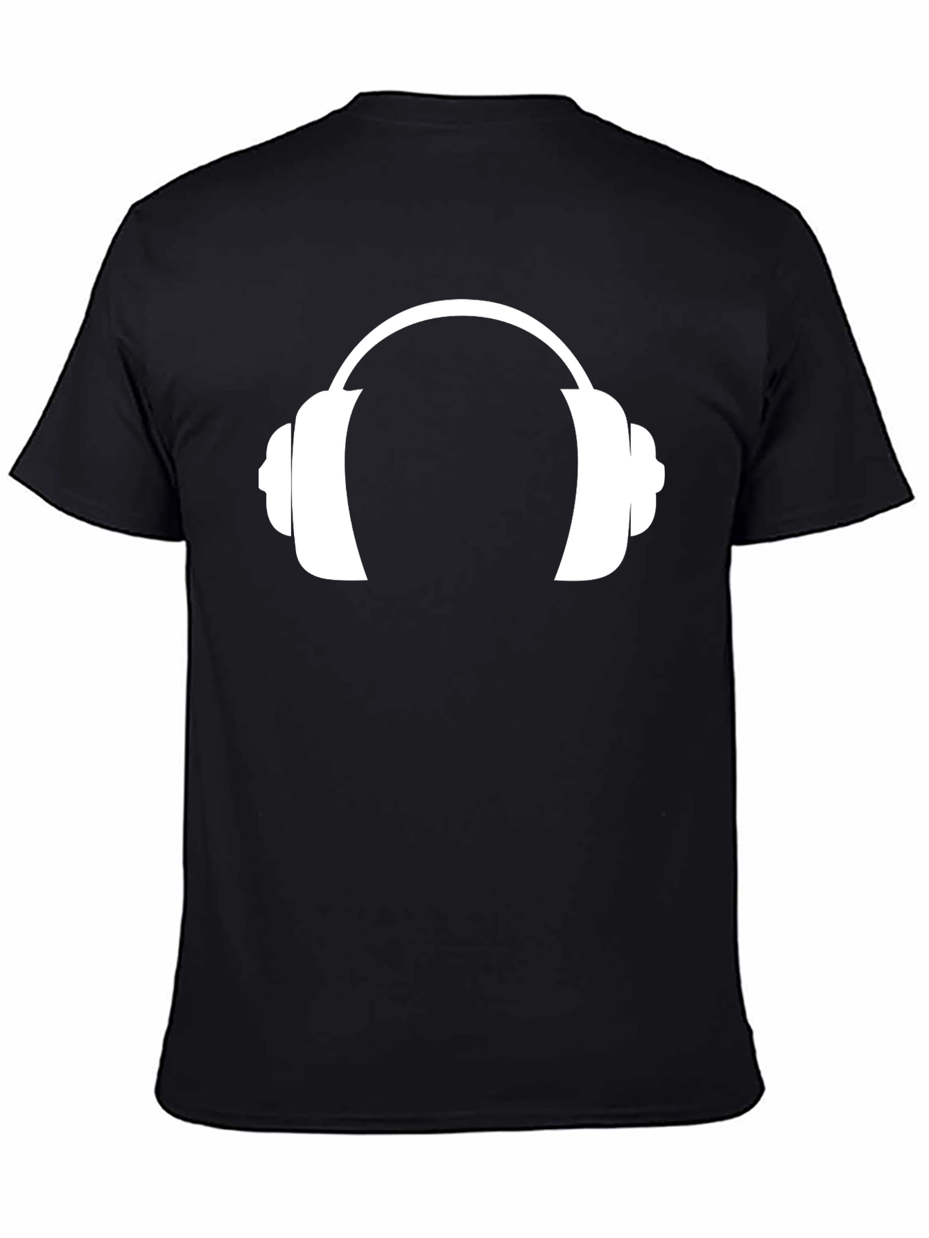 Black Headphone Graphic T-Shirt - Black Cotton Tee view 4