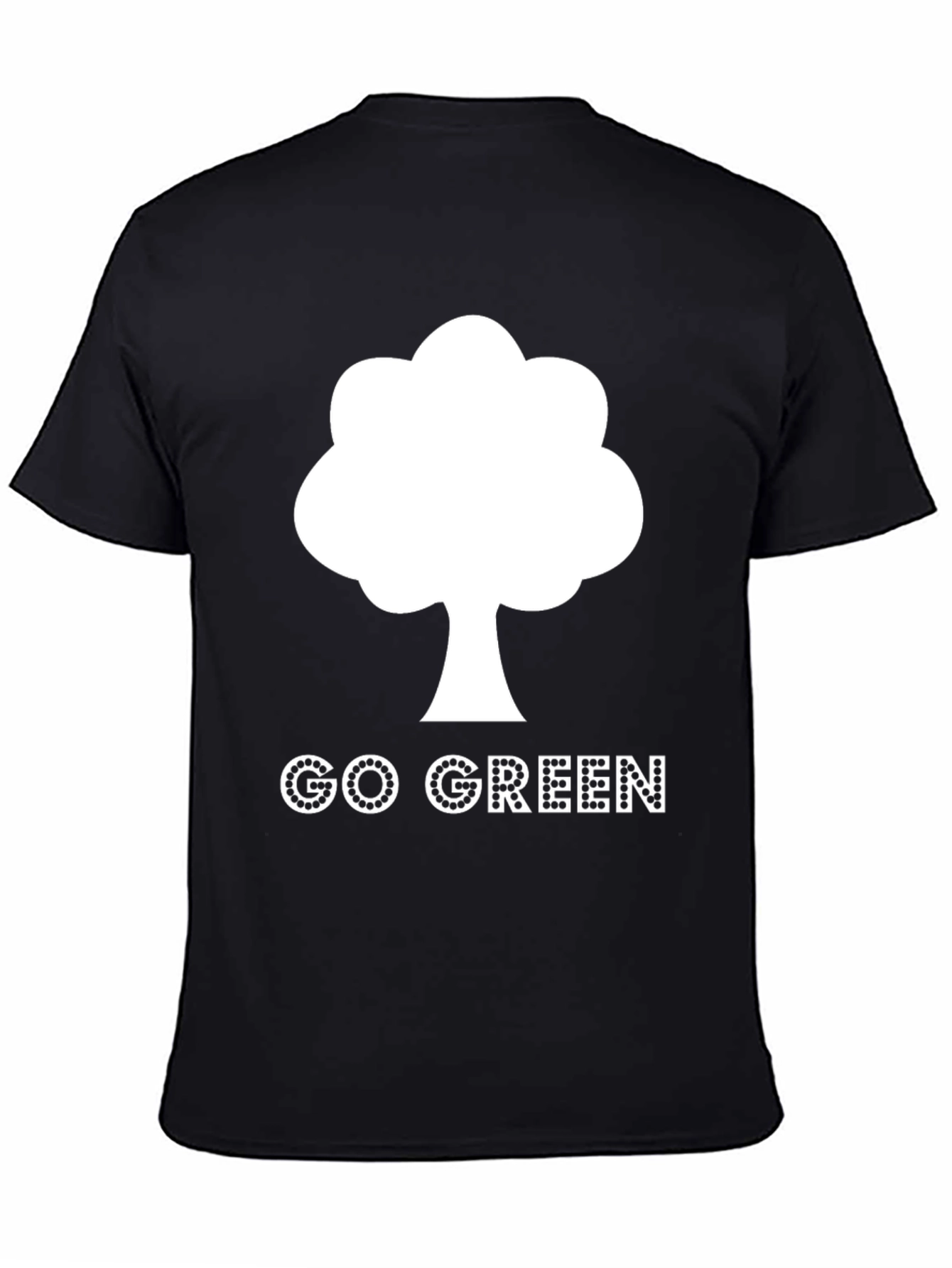 Black Go Green Tree Graphic Tee - Eco-Friendly Design view 4