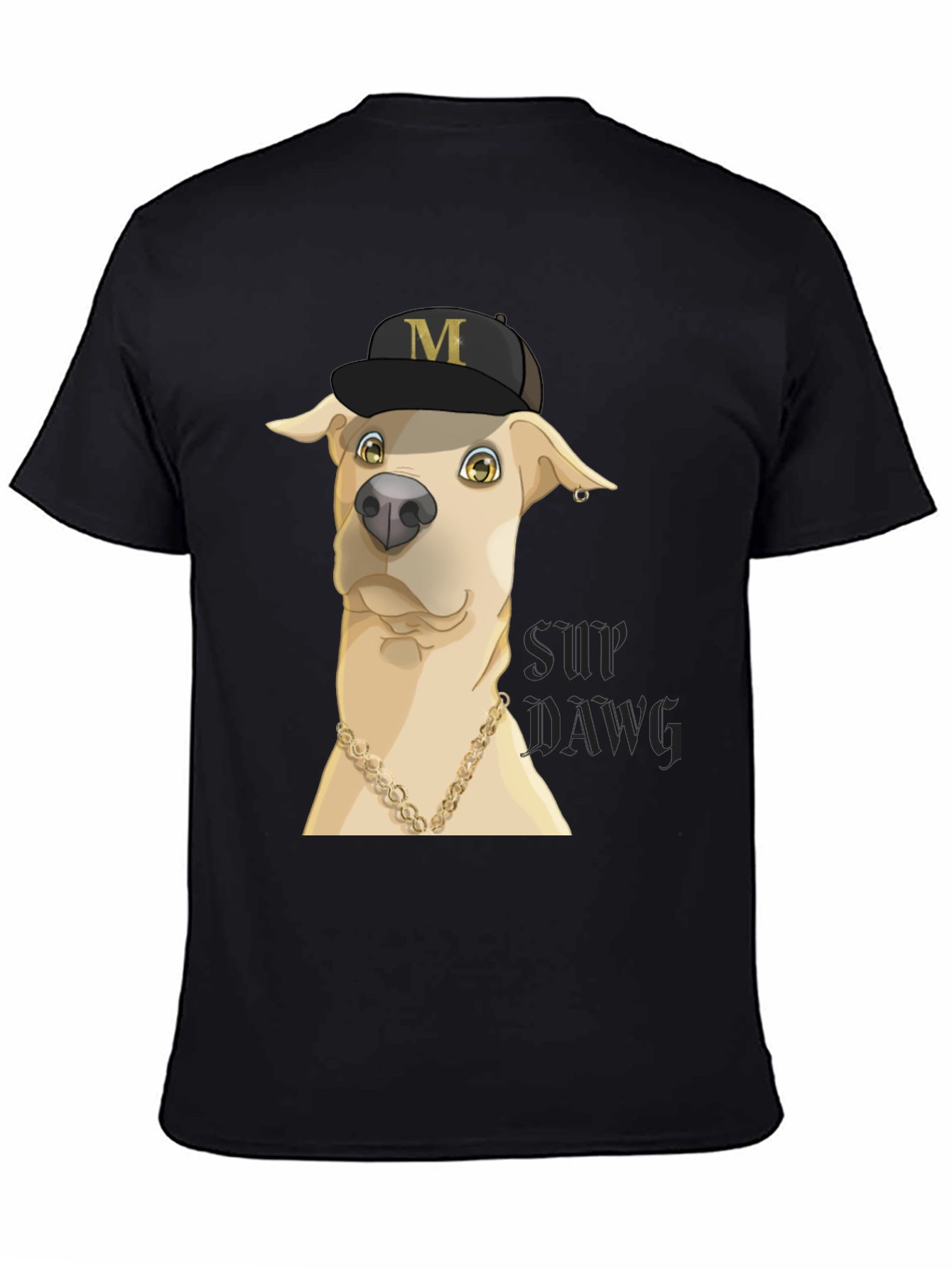 Black Funny Dog Graphic T-Shirt view 4