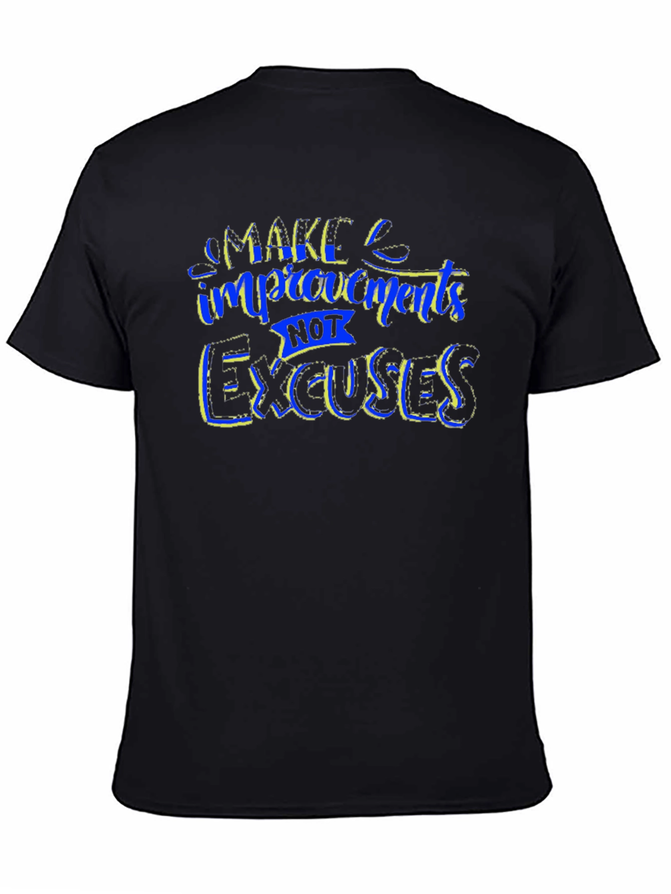 Black Motivational Graphic T-Shirt - Make Improvements view 4