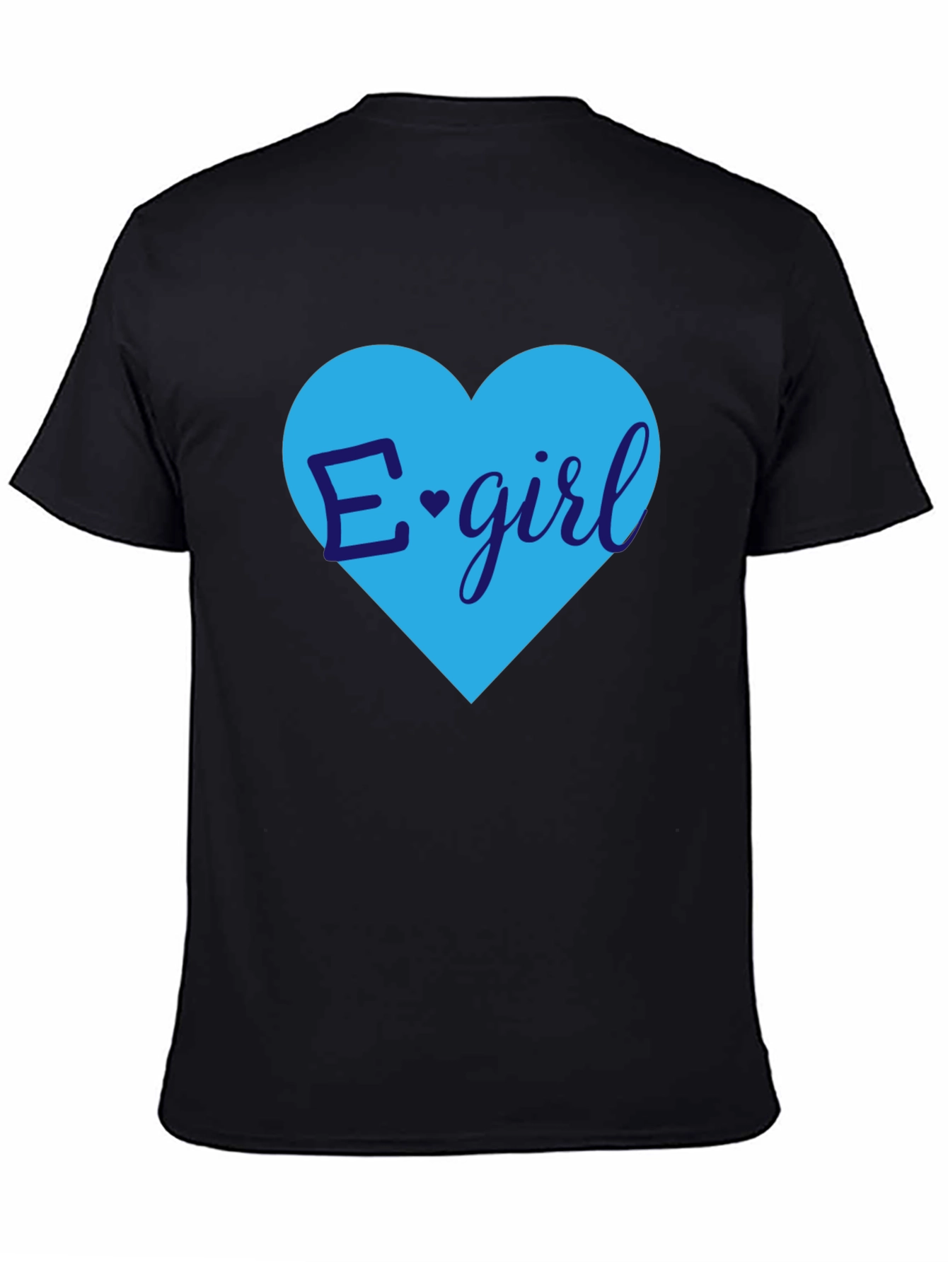 Black E-Girl Heart Graphic Tee - Trendy Casual Top view 4