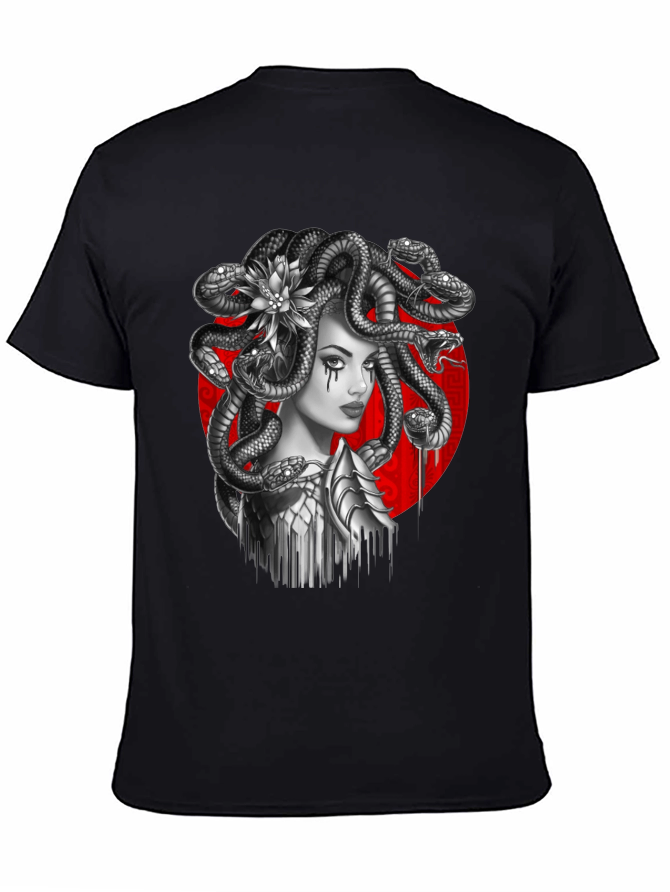 Black Medusa Graphic Tee - Mythical Serpent Head T-Shirt view 4