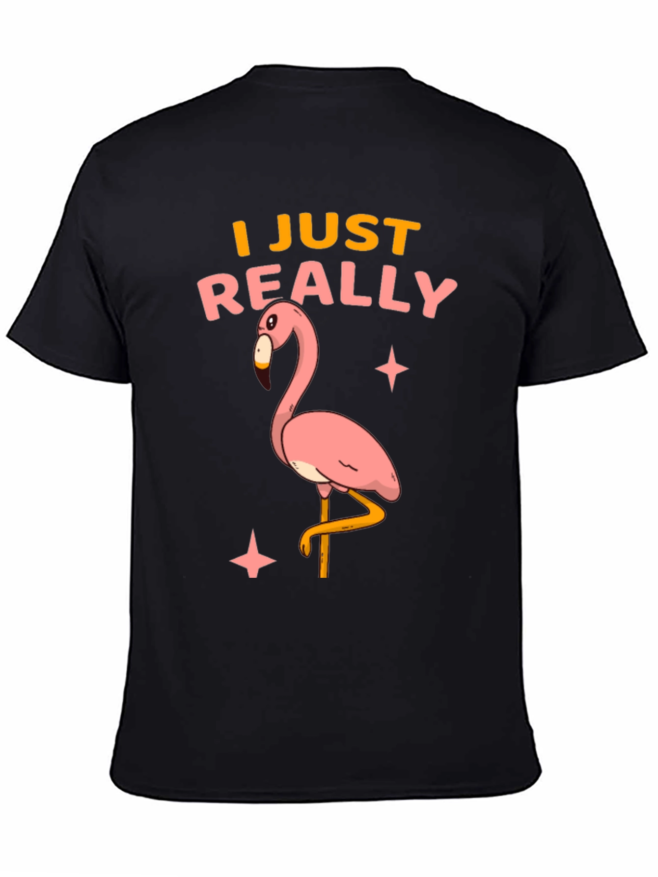 Black Flamingo Graphic T-Shirt - "I Just Really Like Flamingos" view 4