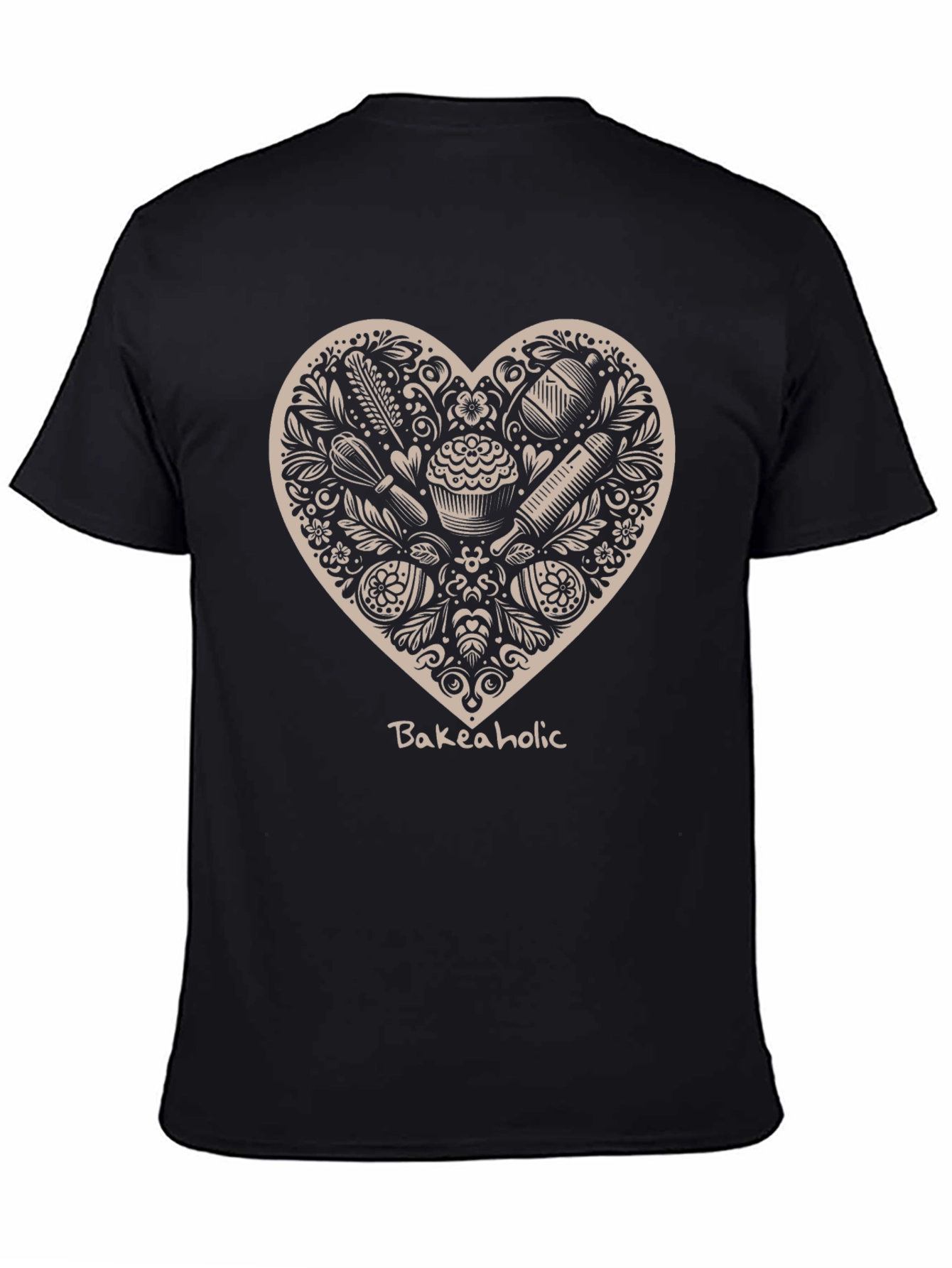 Black Bakeaholic Heart Graphic T-Shirt - Black view 4