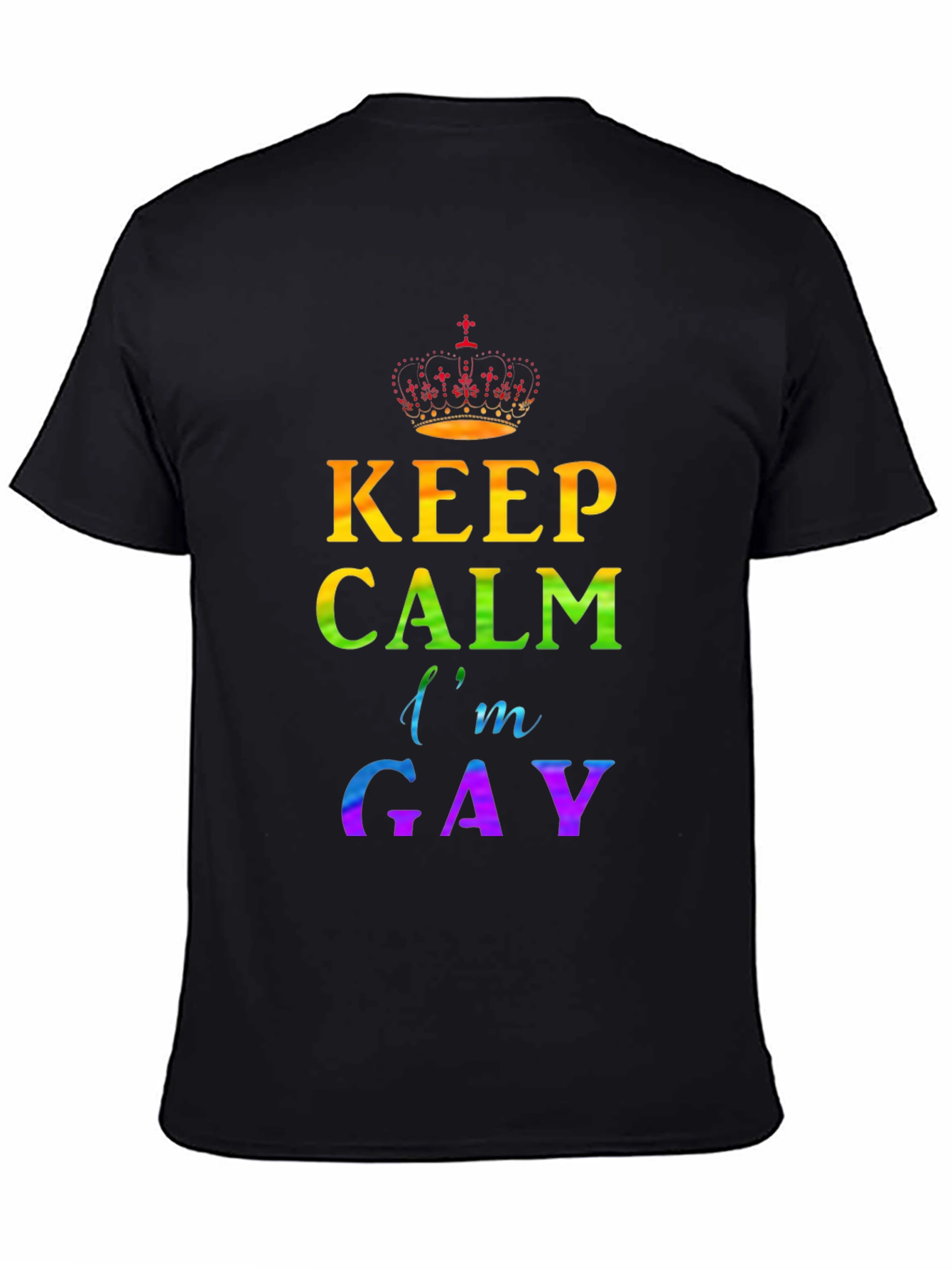 Black Keep Calm I'm Gay Pride T-Shirt view 4