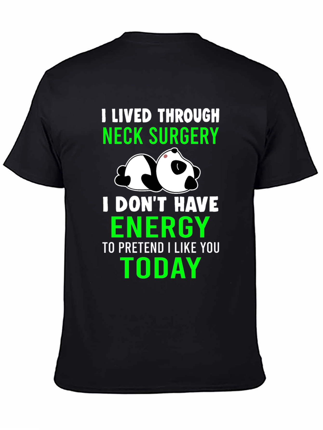 Black Neck Surgery Survivor Panda T-Shirt view 4