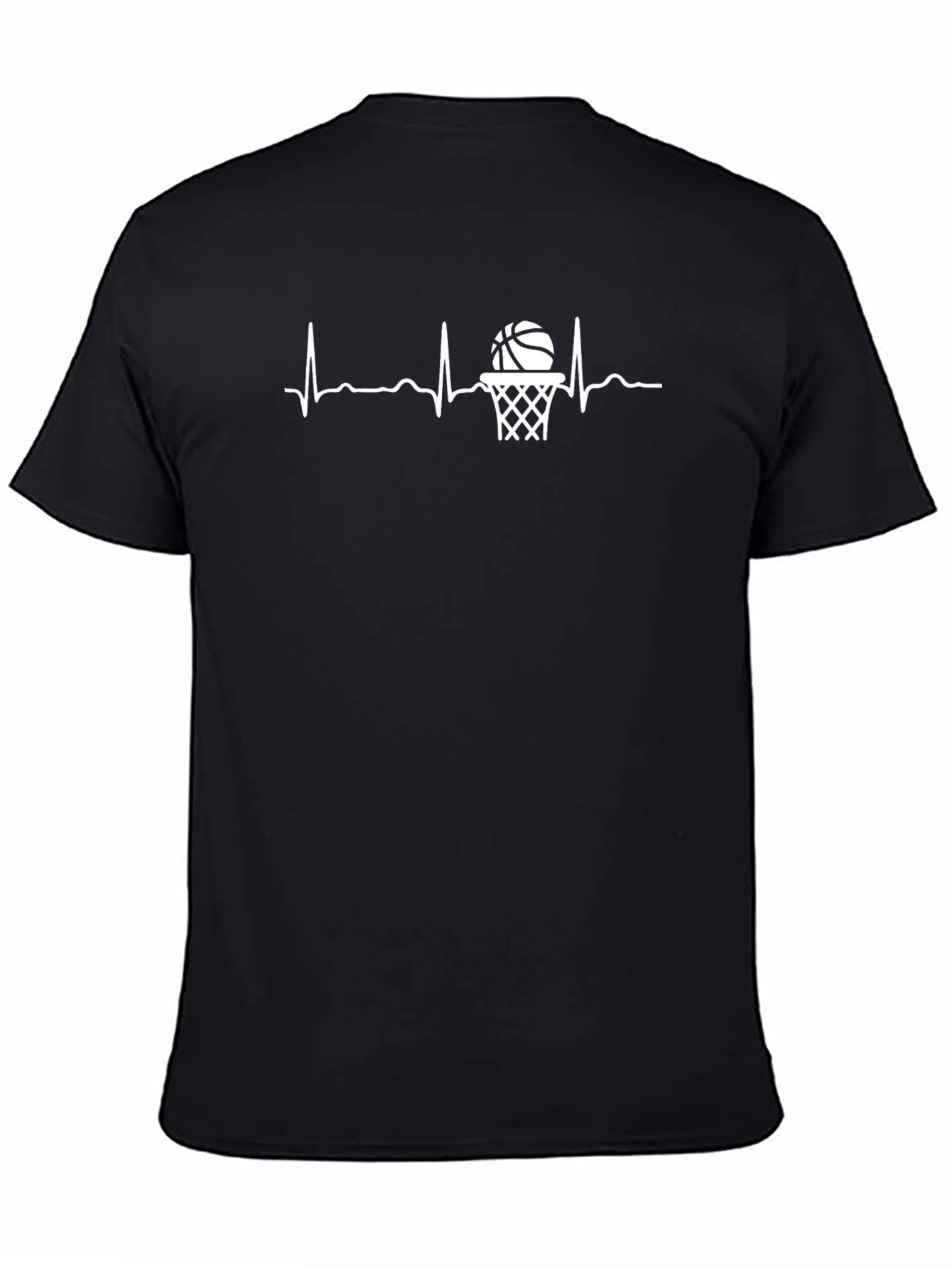 Black Basketball Heartbeat Graphic Tee view 4