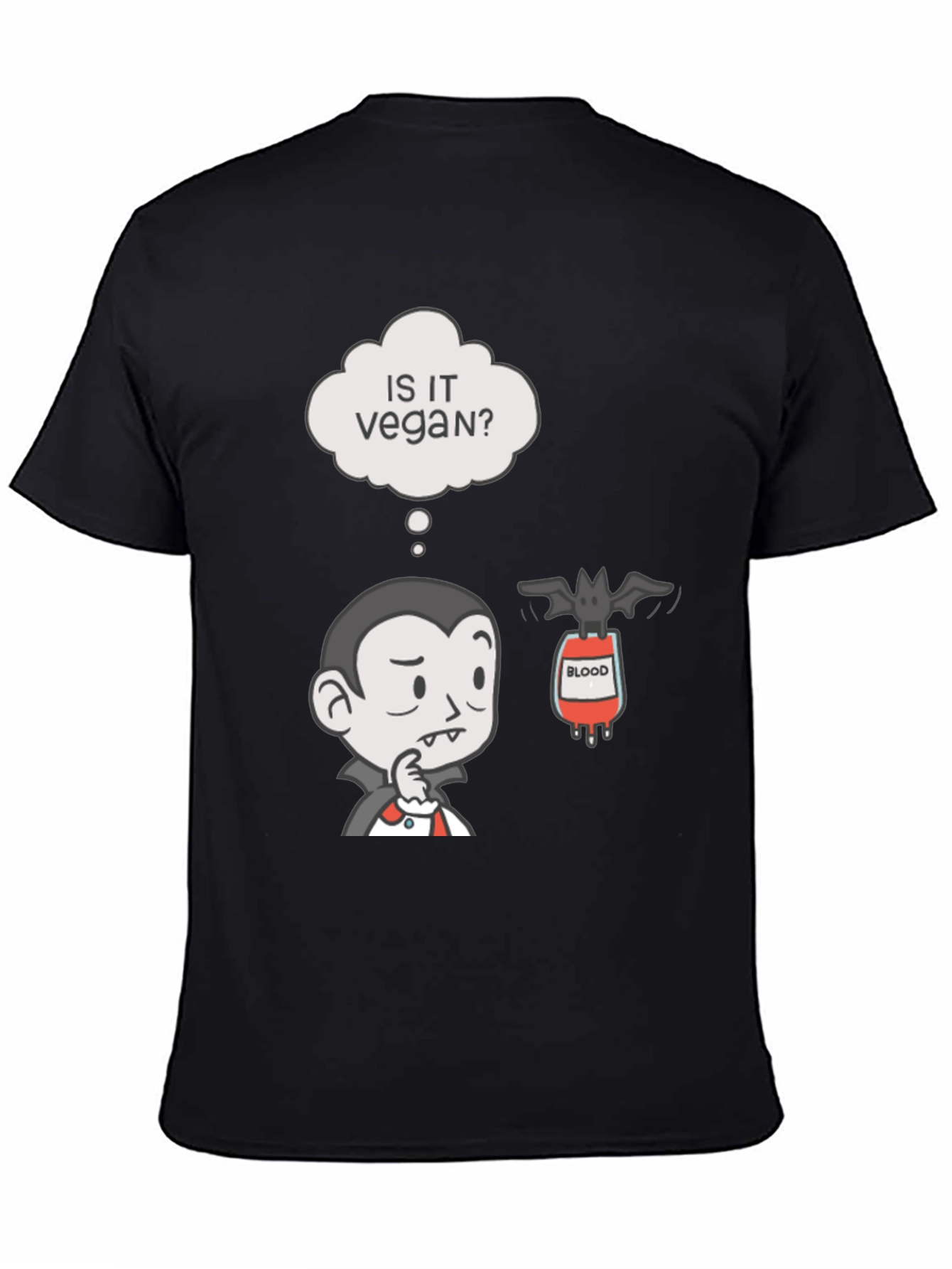 Black Vegan Vampire Humor T-Shirt view 4