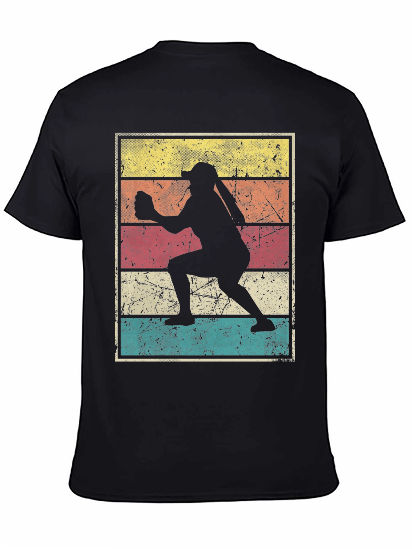 Black Vintage Softball Player T-Shirt view 4