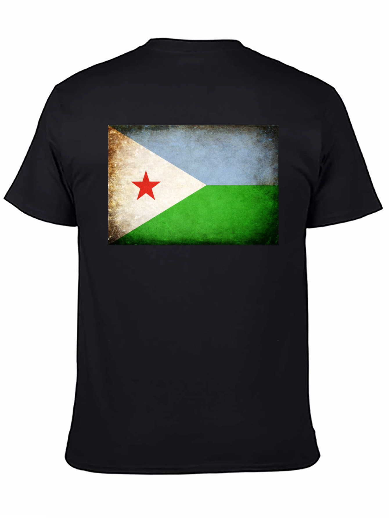 Black Djibouti Flag T-Shirt - Black Crew Neck Tee view 4
