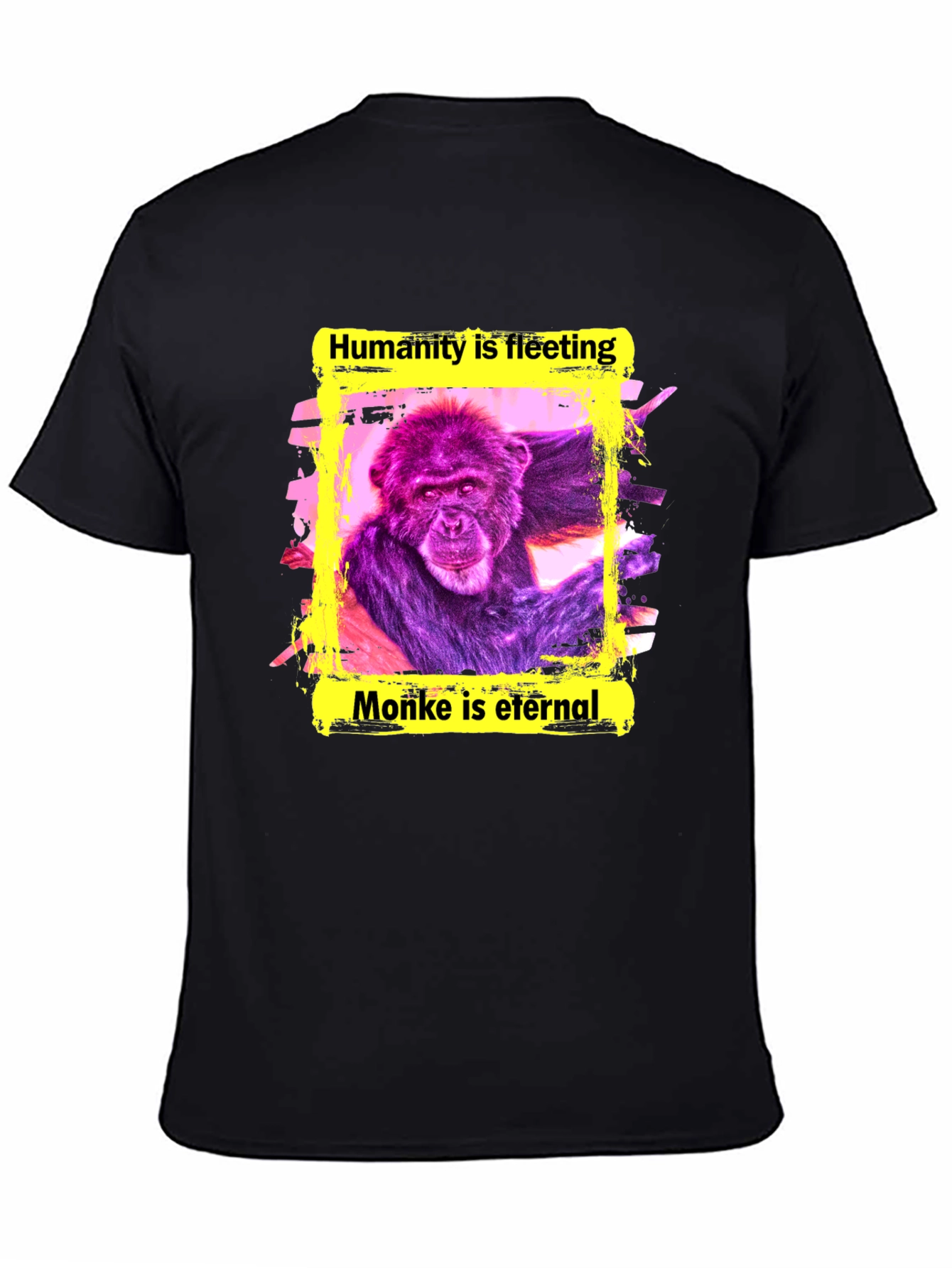 Black Monke is Eternal T-Shirt - Funny Ape Graphic Tee view 4