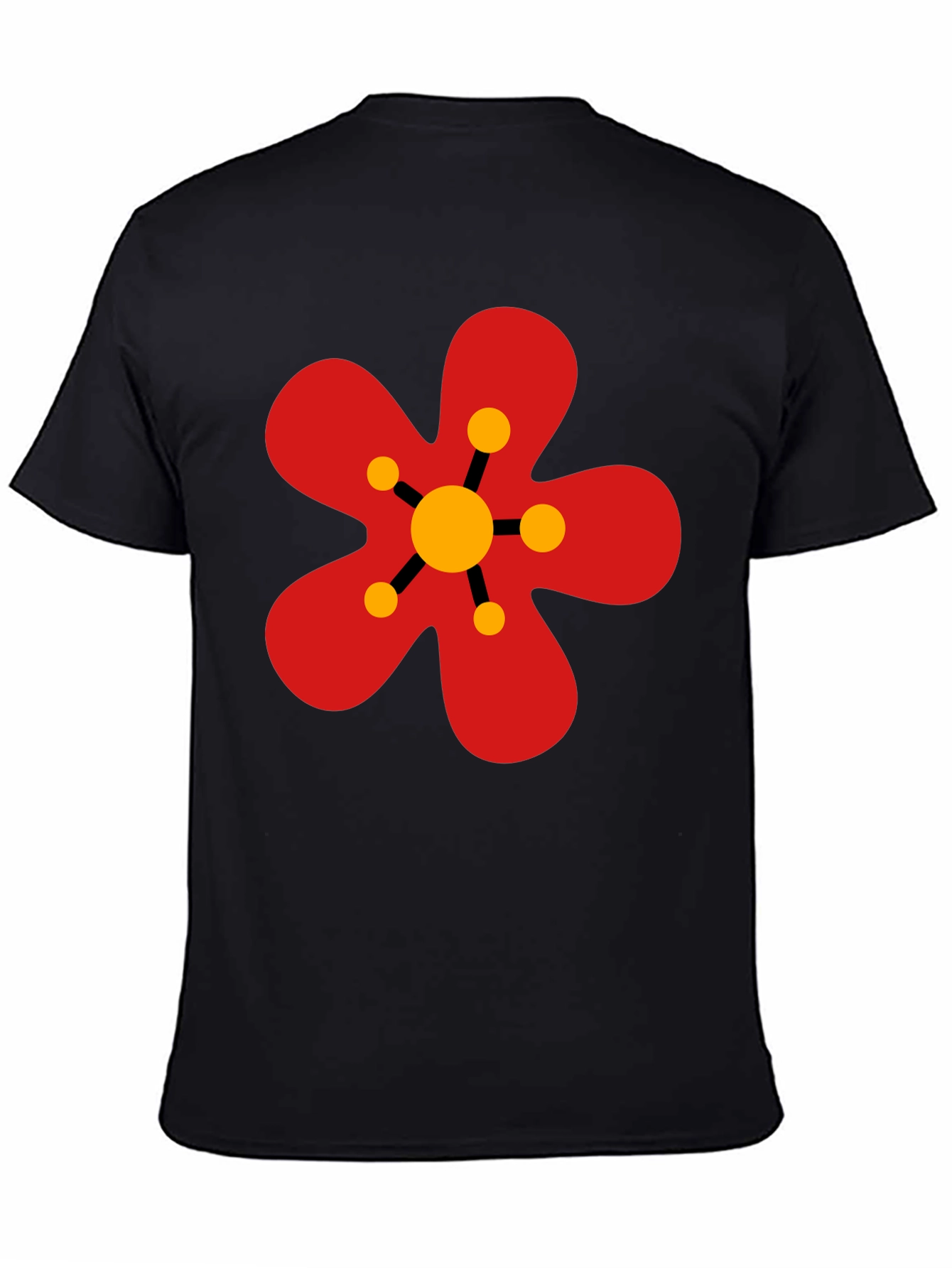 Black Retro Flower Power Graphic Tee - Black view 4