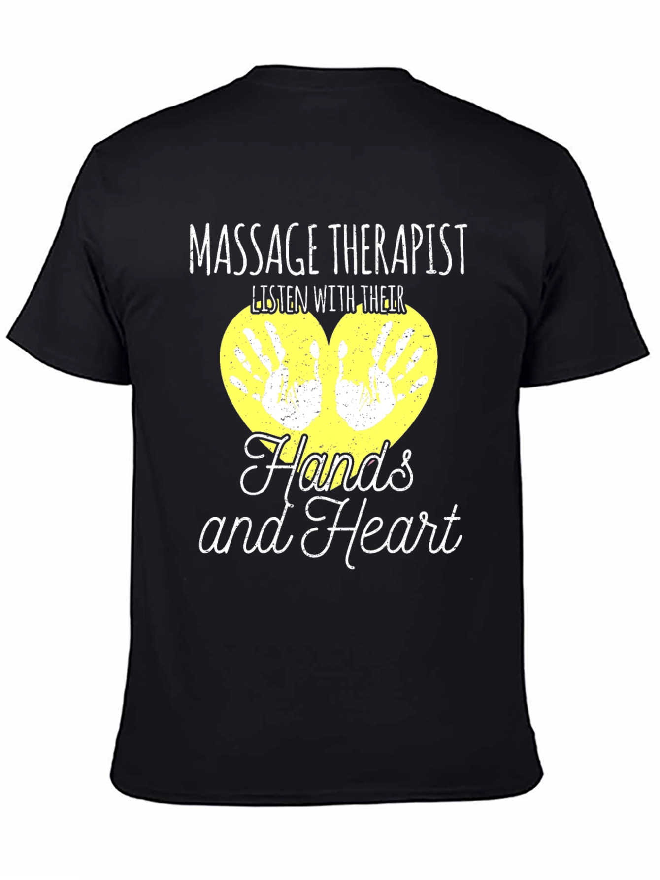 Black Massage Therapist T-Shirt - Listen With Their Hands and Heart view 4
