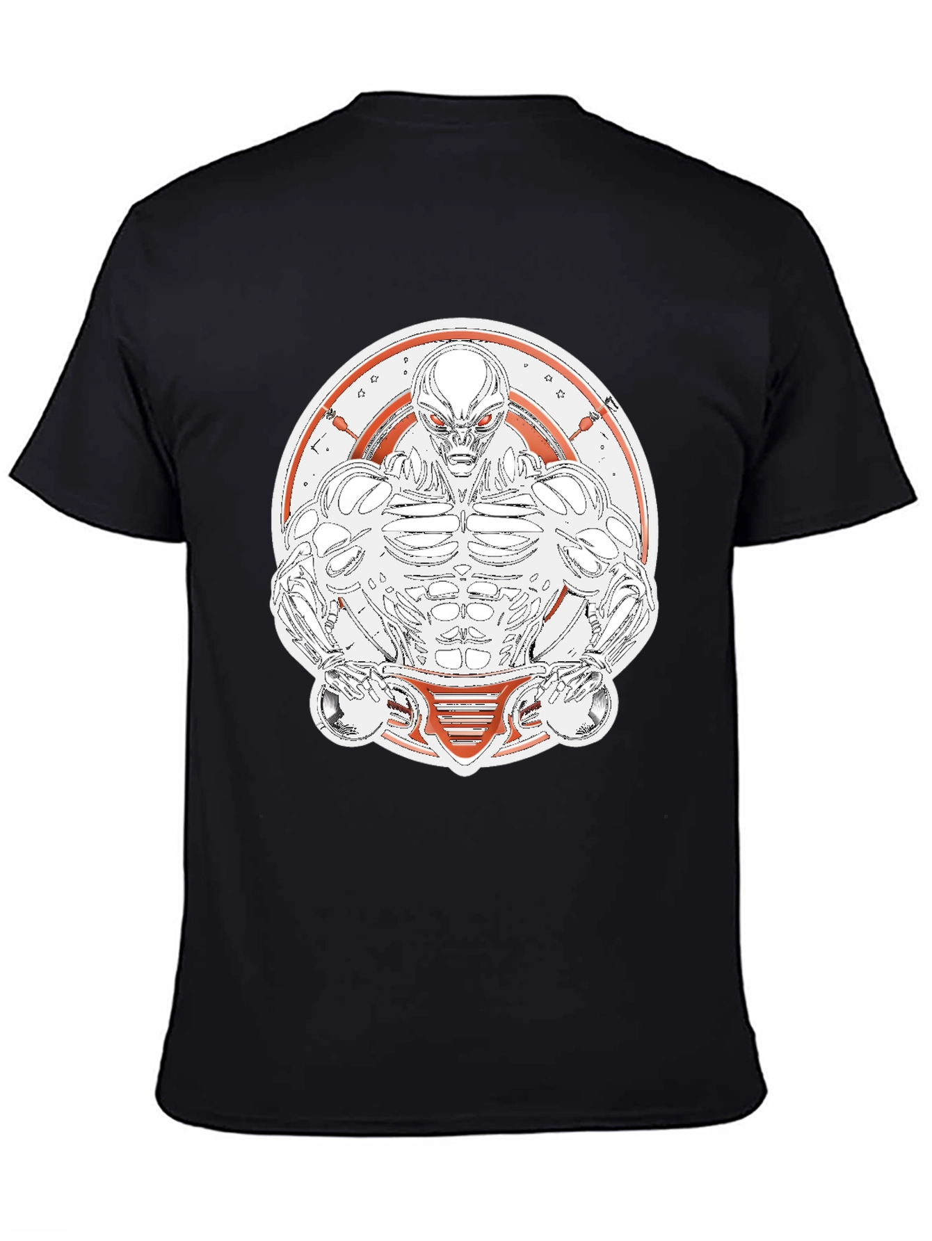 Black Alien Gym Bro Graphic Tee - Black Cotton T-Shirt view 4