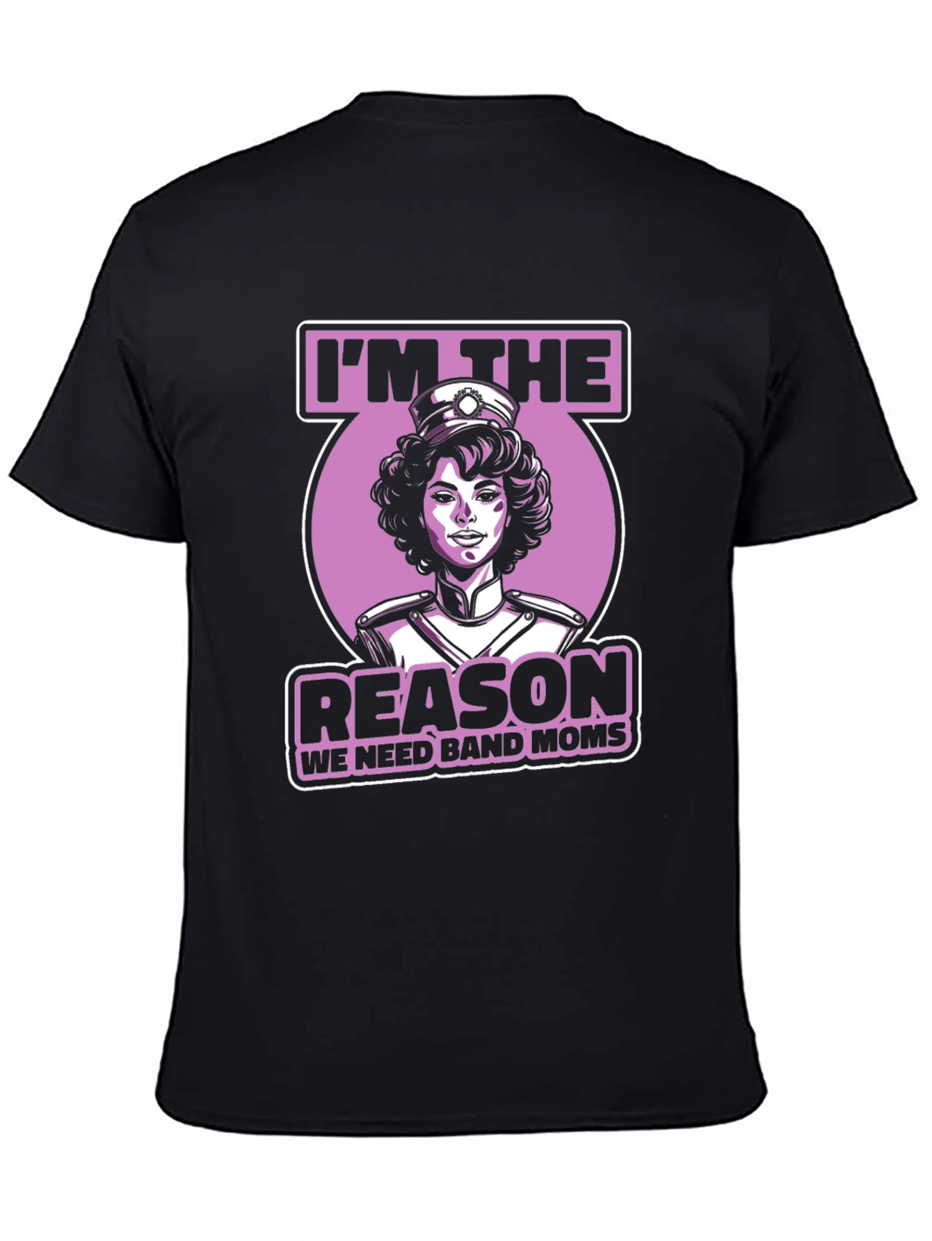 Black Band Mom Graphic T-Shirt - Reason We Need Band Moms view 4