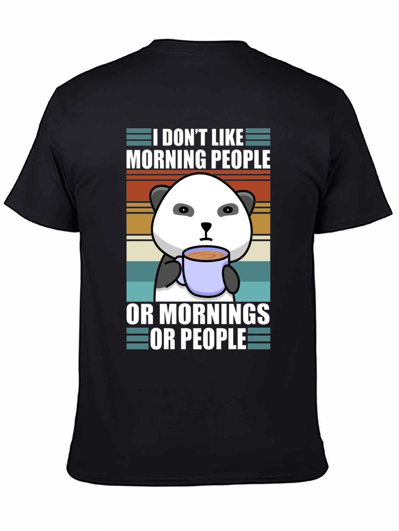 Black I Don't Like Morning People Panda Graphic Tee view 4