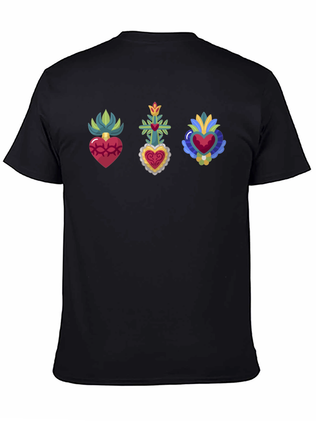 Black Sacred Heart Graphic Print Black T-Shirt view 4