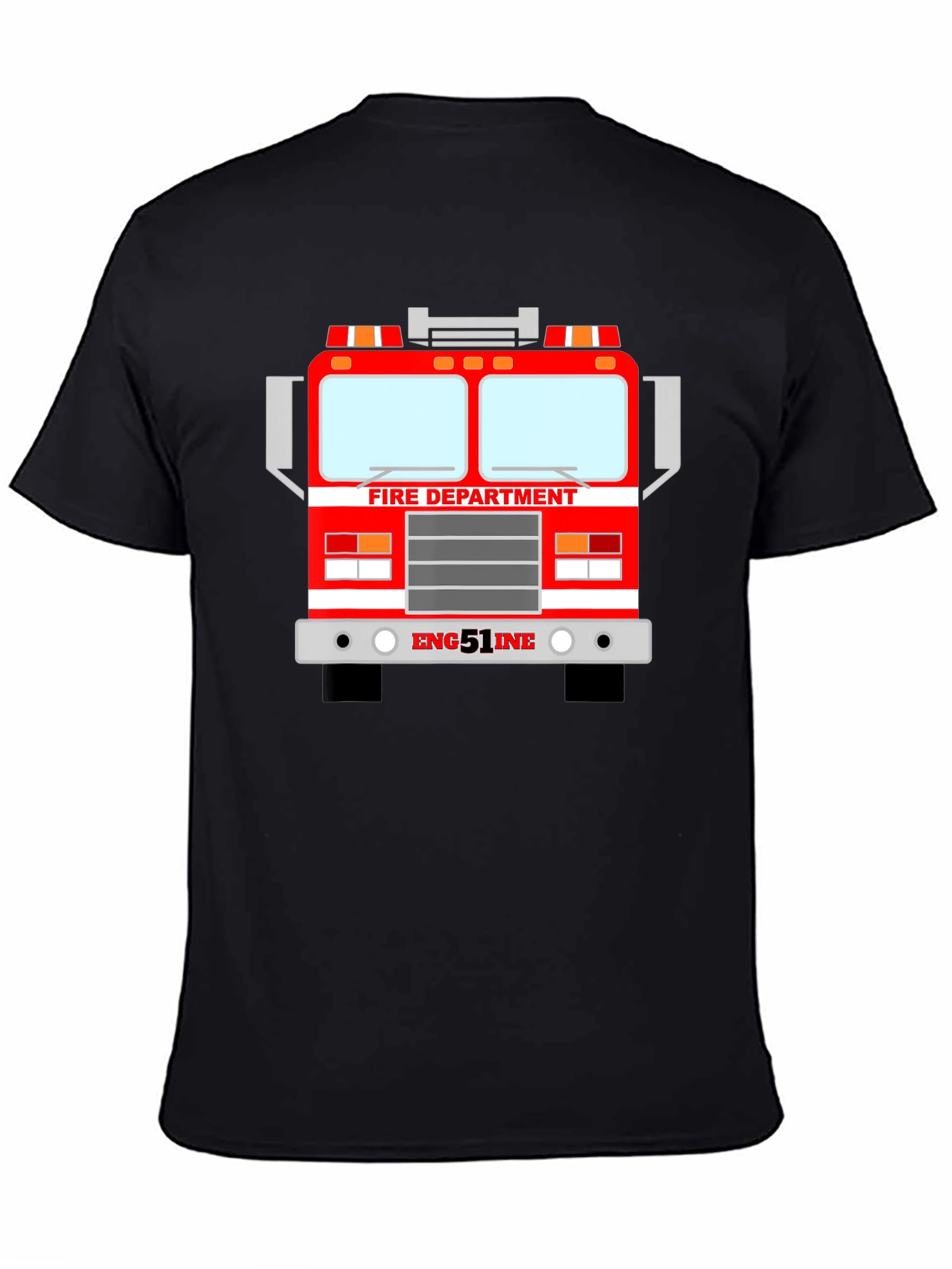 Black Fire Department Truck Graphic T-Shirt - Black view 4