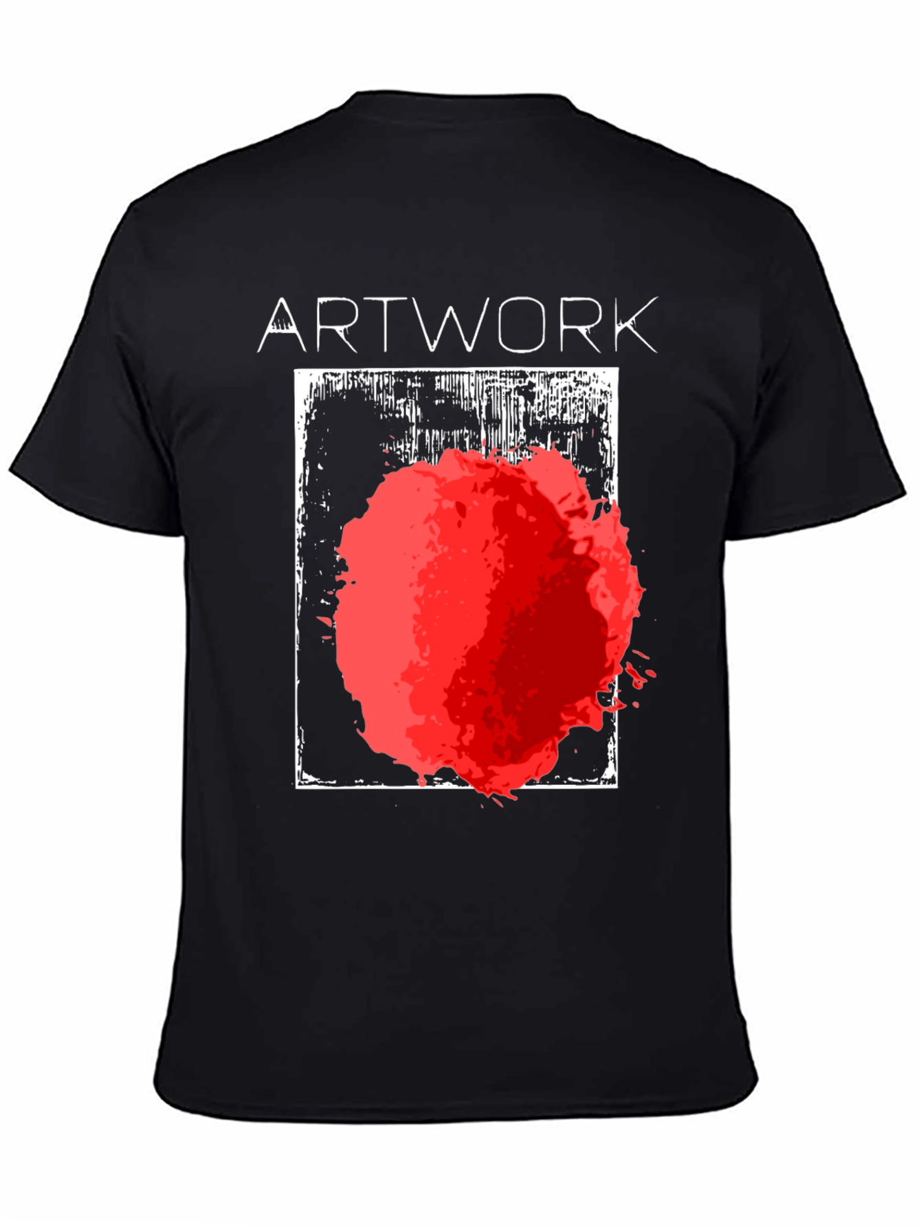 Black Abstract Art T-Shirt - Bold Red Graphic Tee view 4
