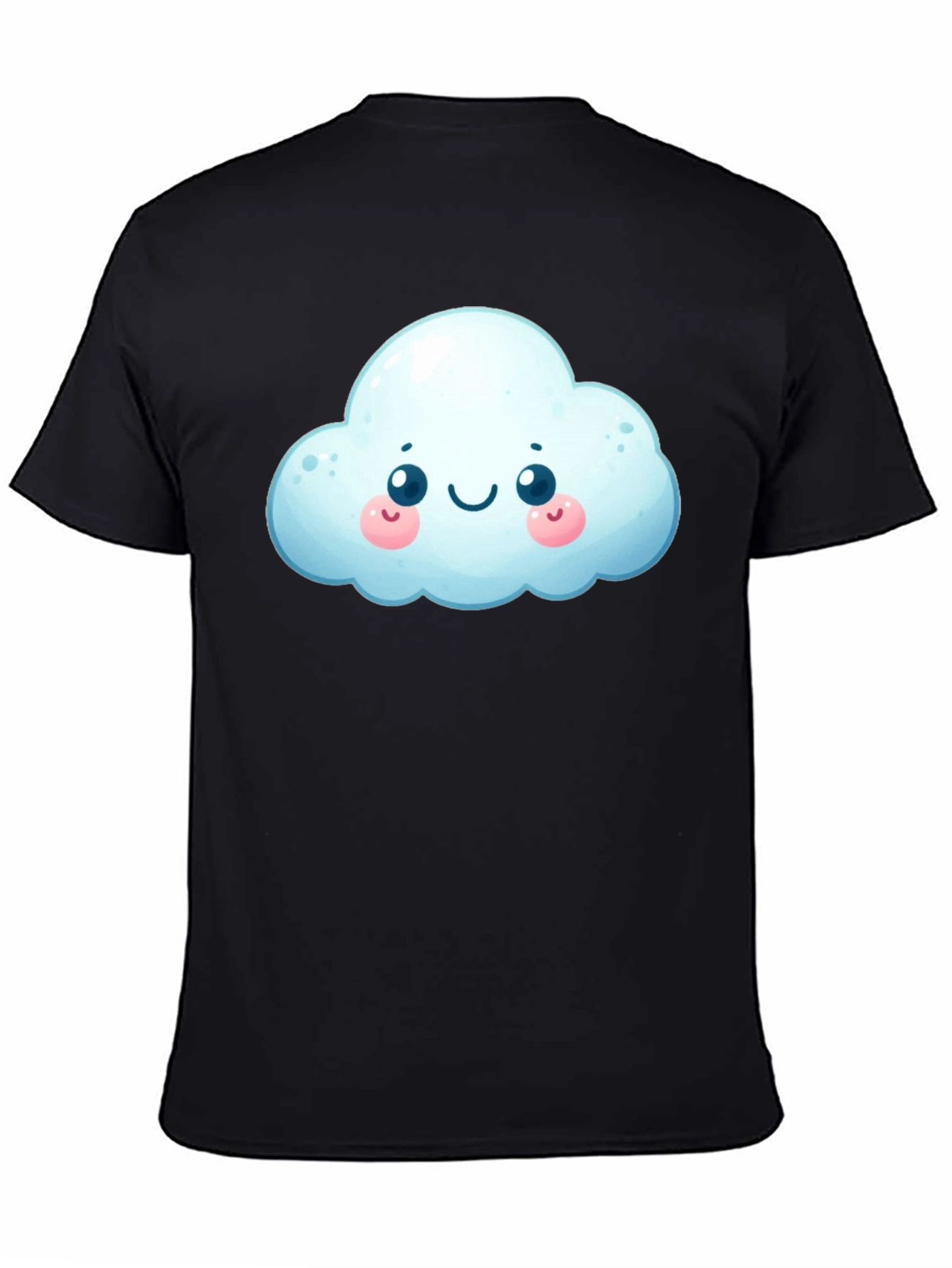 Black Cute Cloud Graphic T-Shirt - Black Cotton Tee view 4