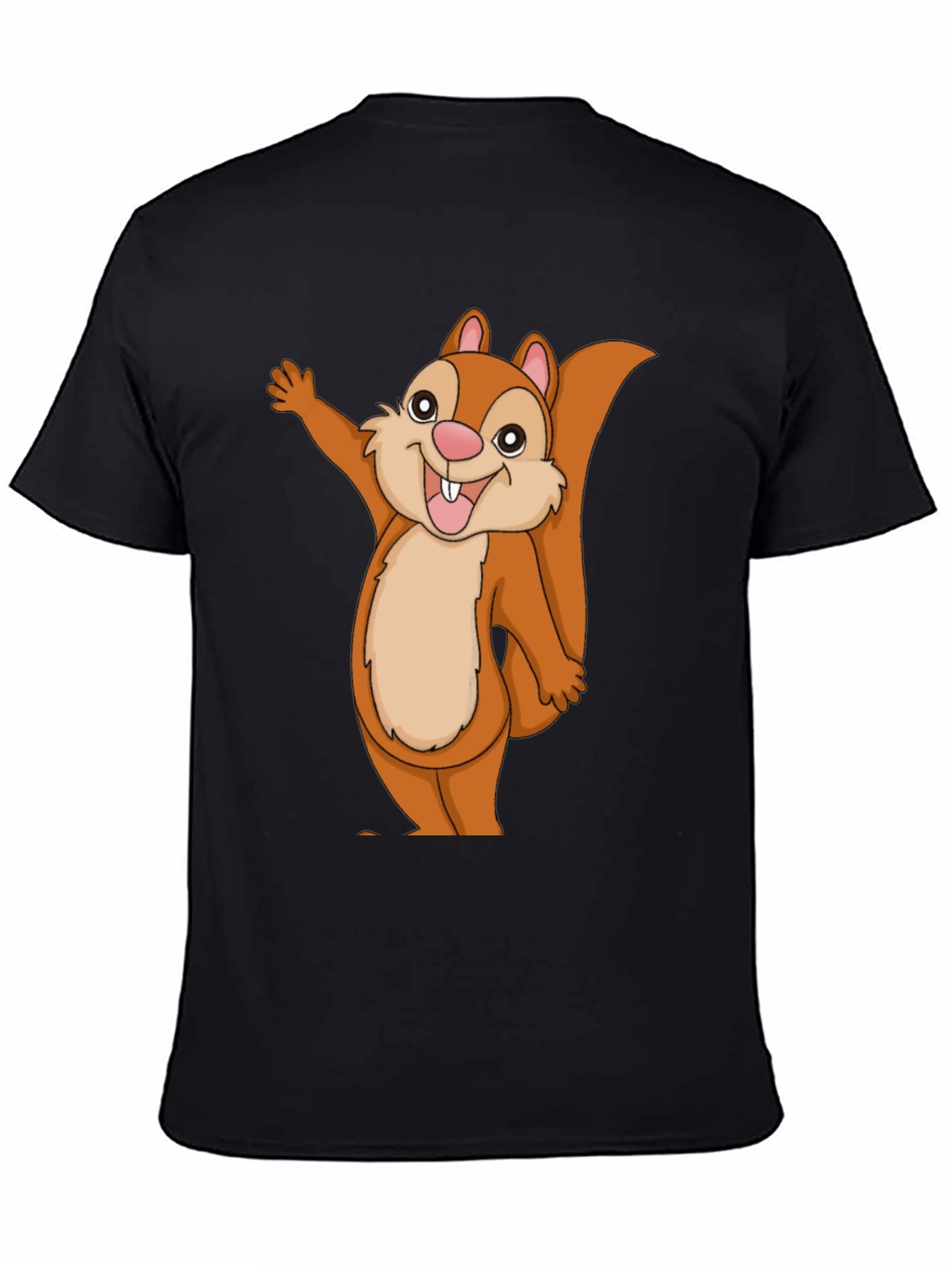 Black Cute Cartoon Squirrel Graphic T-Shirt view 4