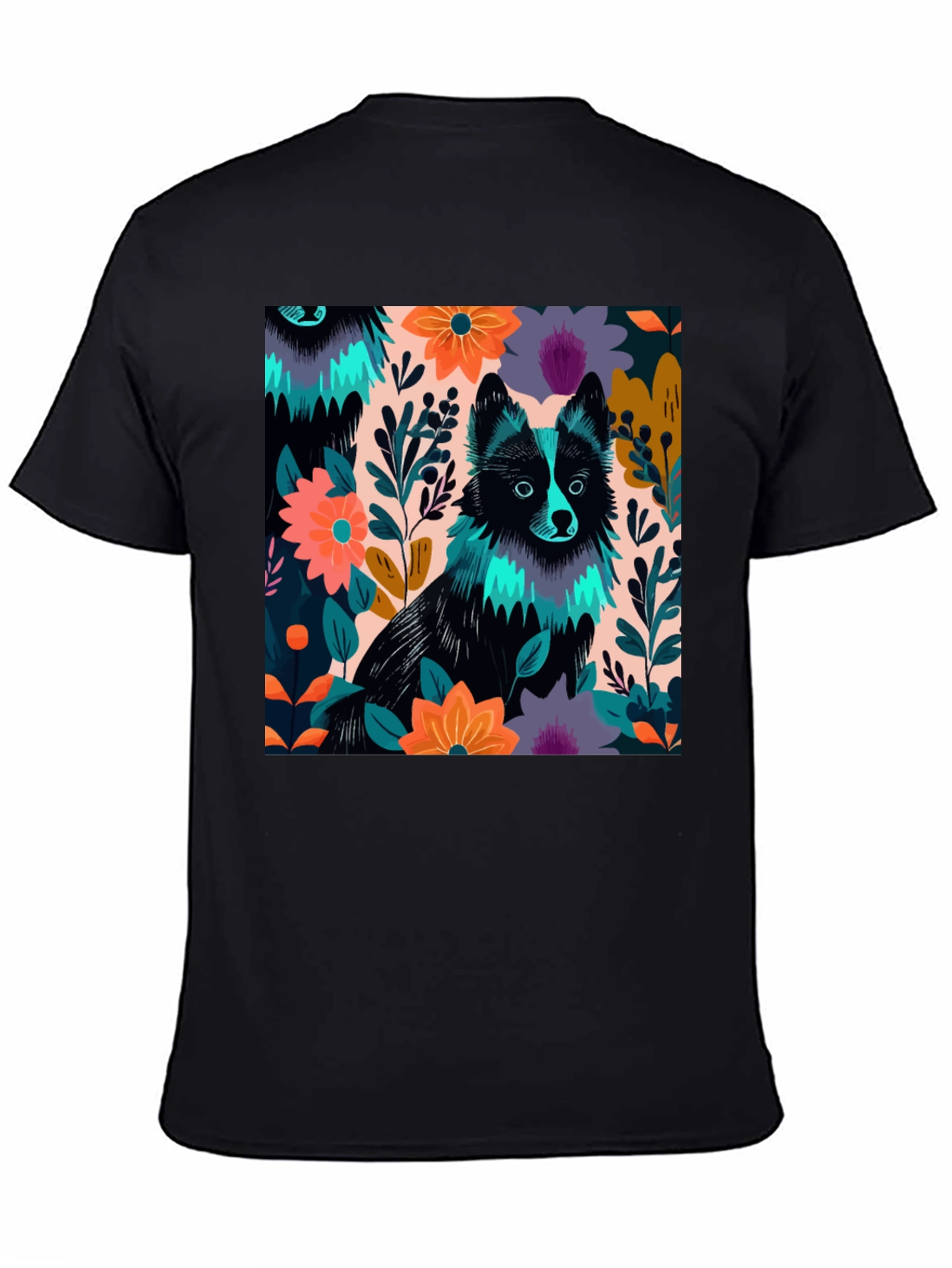 Black Floral Dog Graphic Tee view 4