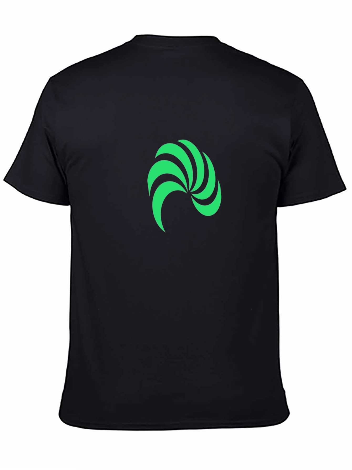 Black Modern Green Swirl Graphic Black T-Shirt view 4