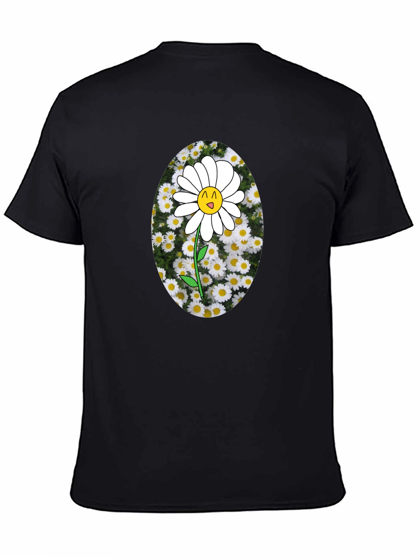 Black Black T-Shirt with Daisy Graphic view 4