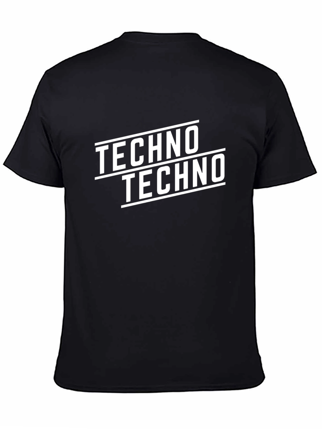 Black Techno Graphic Tee - Black Crew Neck view 4