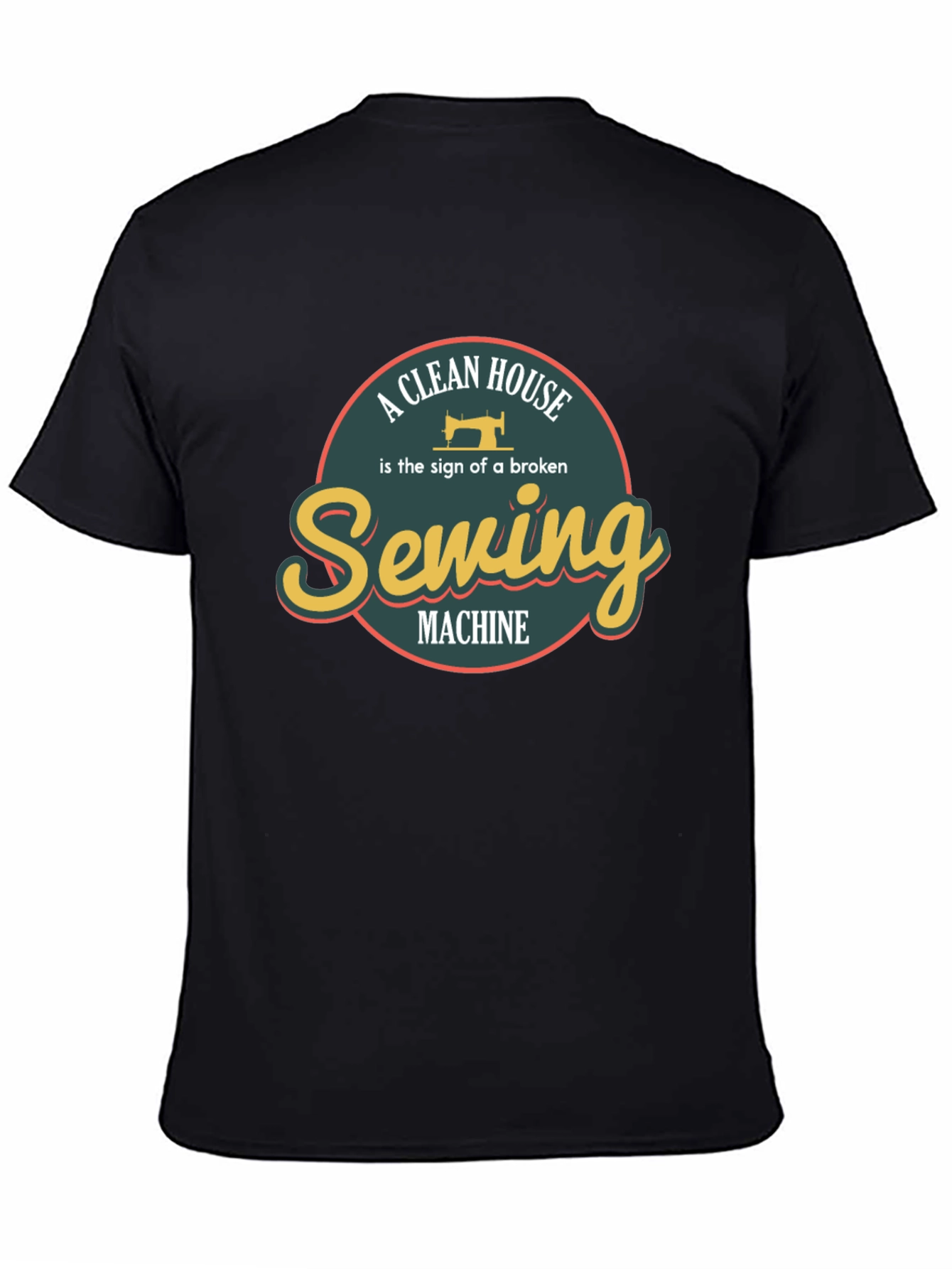 Black Funny Sewing Machine T-Shirt view 4