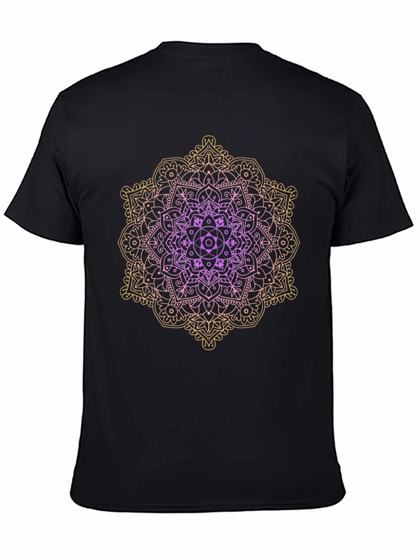 Black Gradient Mandala Graphic Tee - Black Cotton Casual Shirt view 4
