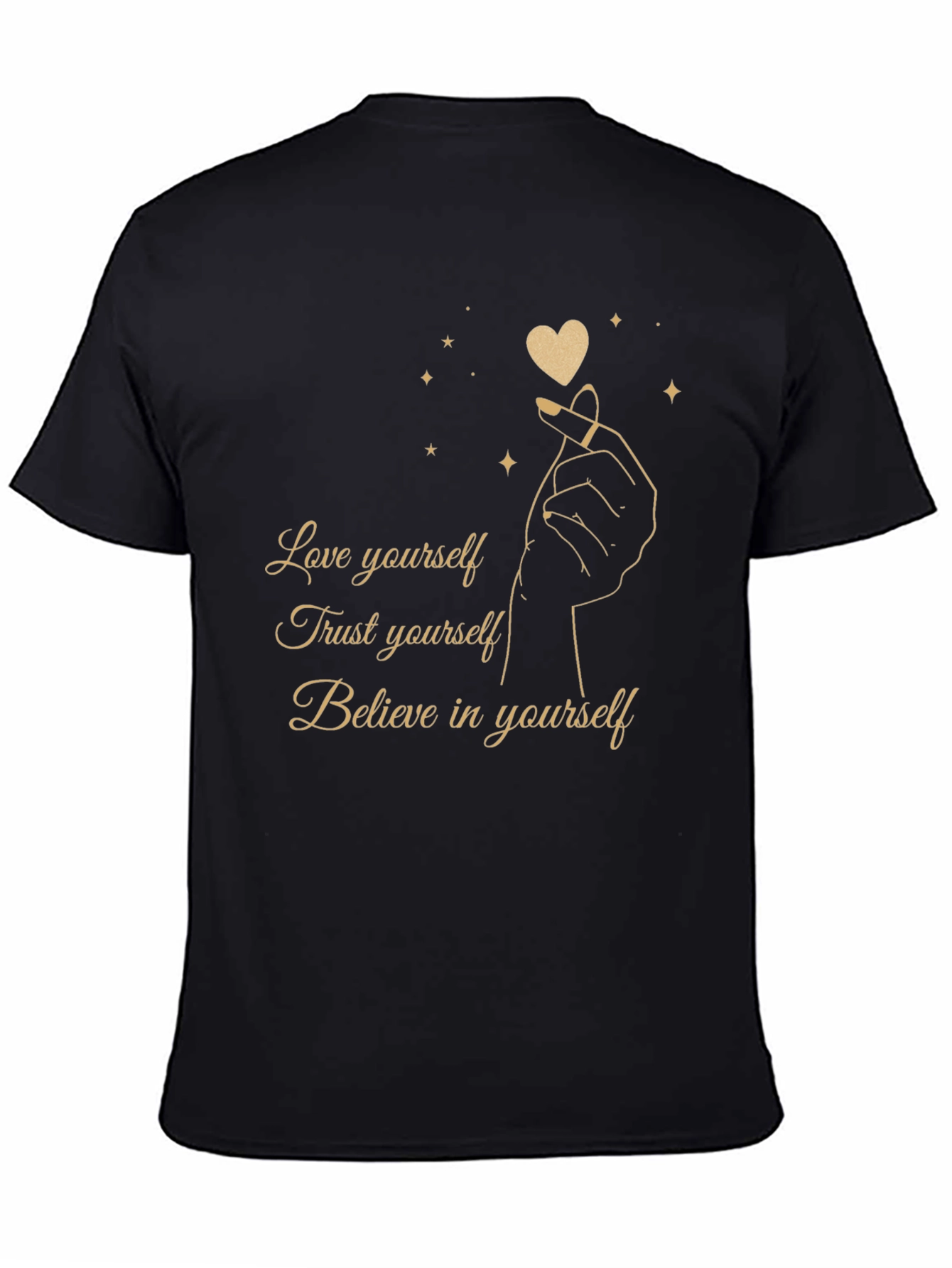 Black Love Yourself Graphic Tee - Black Cotton Blend Shirt view 4
