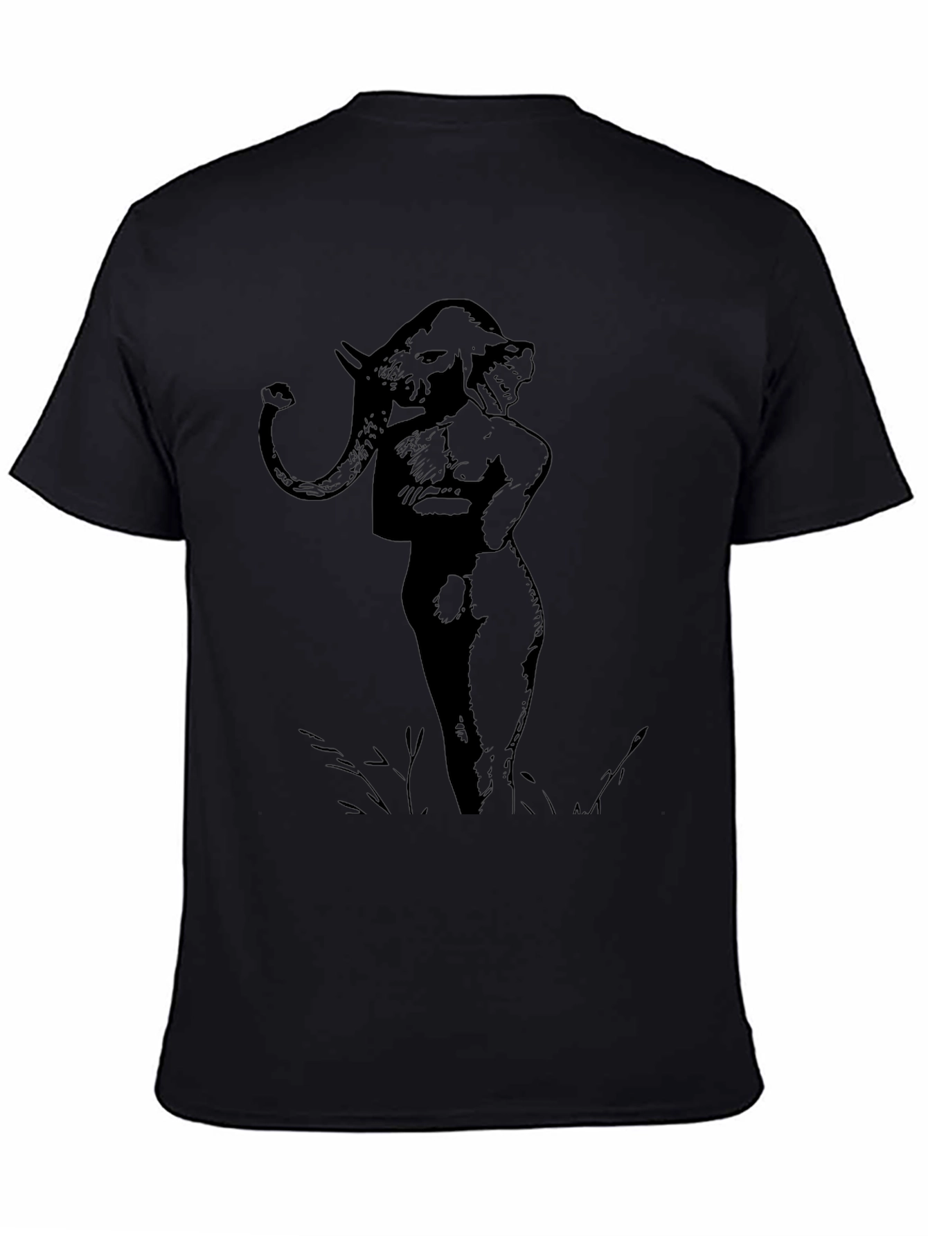 Black Unique Elephant Man Graphic Tee - Black Cotton Blend view 4